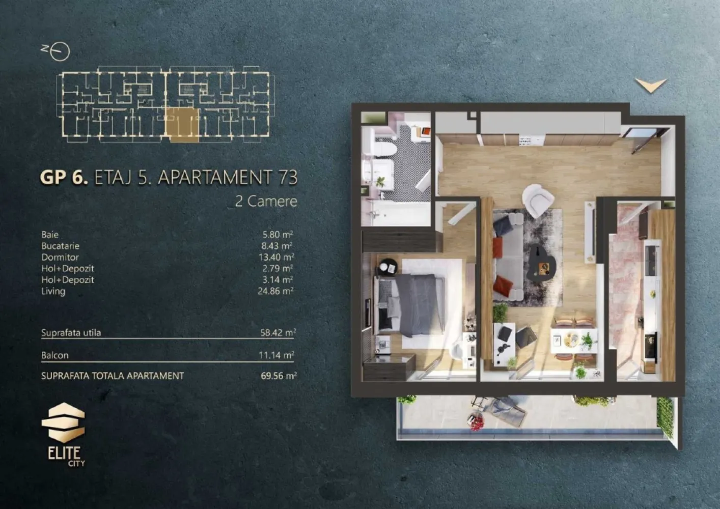 BRASADAS vinde Ap 2 cam 60mp CF terasa garaj Elite City. - Agentia Imobiliara BRASADAS vinde apartament de 2 camere, semifinisat, 60 mp utili + terasă 11 mp, parcare subterana – Elite City Cluj-Napoca.

Cu CF, se accepta cash sau credit

Pret 189.990 euro TVA inclus

Etaj 5/7, cu priveliște panoramica spectaculoasa asupra Clujului, fiind orientat Vestic si fara cladiri care sa obtureze vederea.
⸻

Detalii tehnice apartament
• Suprafață utilă: 58,42 mp
• Bucătărie separata cu acces direct pe terasa
• Living generos cu priveliste si acces pe balcon
• Dormitor matrimonial
• Terasă: 11 mp, cu vedere deschisă asupra orașului

Se poate finisa la cerere.
Se poate preda chiar si mobilat utilat la cheie.

⸻

Parcarea subterană
• Disponibilă suplimentar, la prețul de 15990 € + TVA

Www.brasadas.com.