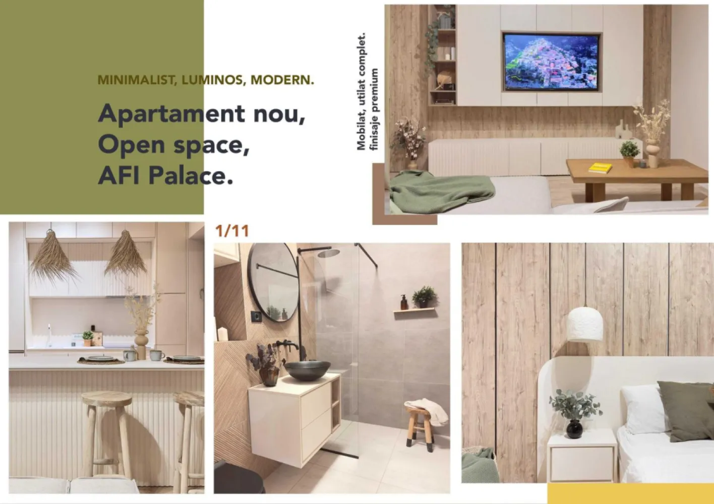 Apartament Nou, Open Space, Minimalist, Finisaje Premium-Exigent Plaza - Luminozitate și aspect minimalist cu gust mediteranean de vacanta. Elementul principal decorativ este lemnul.
S-a mers pe o paleta cromatica deschisa, dar calda, cu insertii de texturi din lemn.
Multe spatii de depozitare, atat la nivelul de jos, cat si în corpurile suspendate pana in tavan. Spatiul este completat cu riflaje si un loc perfect pentru plante.
Totul tratat simplu, fără mânere, cu un iluminat decorativ controlat din aplicatia de smartphone ori din telecomanda, care contribuie la atmosfera plăcută.
Tesaturile cu aspect natural care imprima caldura, coltar cu design creat in Paris. Scaunele si masuta aduc lemnul ca element decorativ.
Mobila de bucatarie cu un design minimalist creat dupa electrocasnicele incastrate Samsung, totul nou. Blat subtire iluminat, chiuveta sub blat din granit.
Baia este decorata cu faianta de italia porcelanosa, care imita lemnul. Totul incastrat, lasand un spatiu aerisit decorat cu elemente de metal negre.

Tip: Apartament tip B
Etaj: 1/11
Suprafata utila: 53 MP

Caracteristici principale:
 • Living open space cu insula si bucatarie minimalista
 • Dormitor confortabil
 • Baie cu finisaje premium
 • Balcon cu vedere către parcul Timișoara 
 • Loc de parcare opțional, disponibil la cerere

CLADIRE
Bloc 2024, paza, supravegheat video. termoizolatie, termopane tripan Salamander, terasa hidroizolanta, centrala termica Vaillant. Incalzire in pardoseala.

Clasa energetica: A+

POZITIE 
In apropiere de metrou, Ashcan la parter, parcul Timisoara si Parcul Liniei, campusul Politehnica, Afi Palace Mall, marile cladiri de birouri de la Politehnica, and so on.