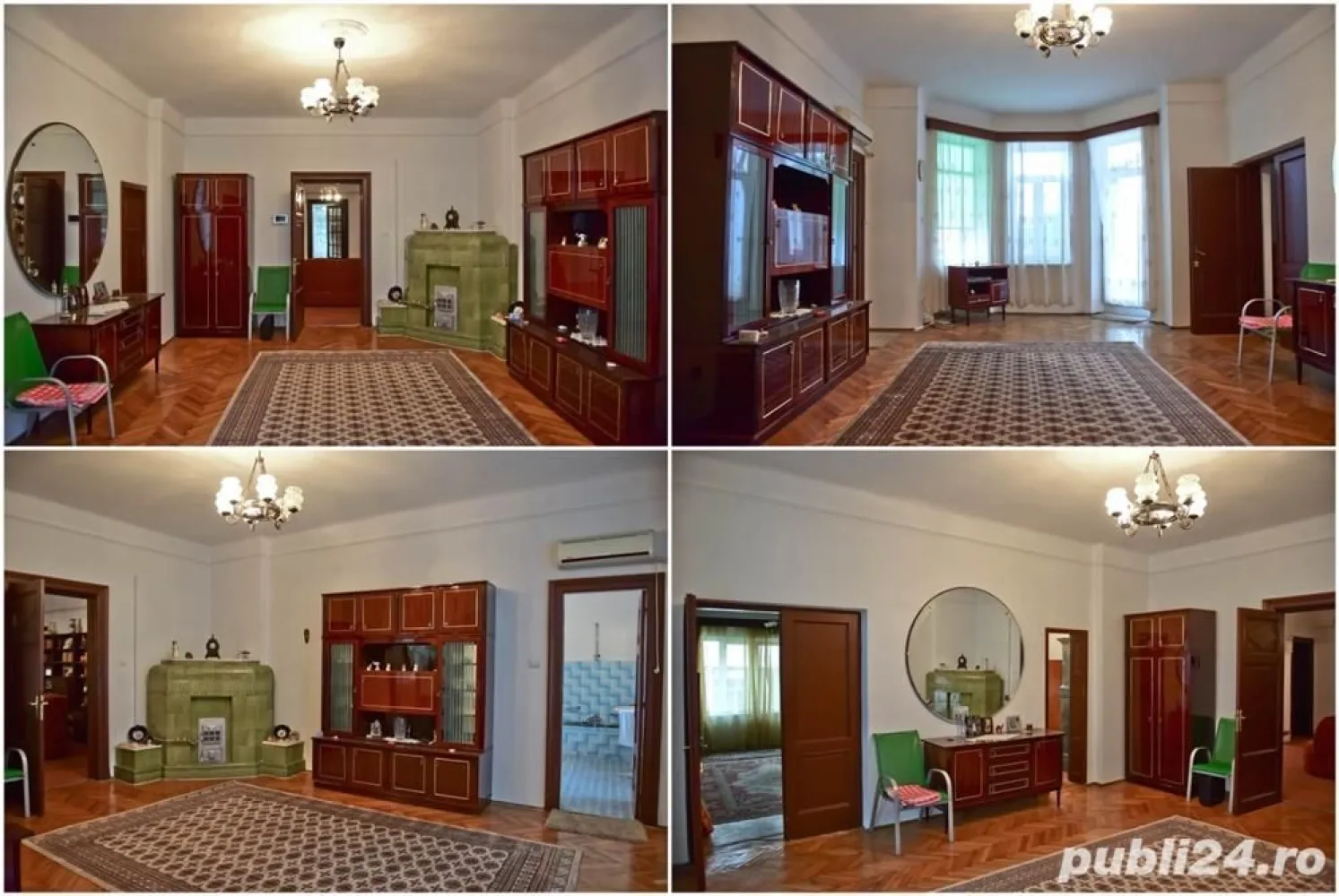 Proprietar vand apartament 6 camere in vila Cotroceni - Vanzare apartament 6 camere in vila Cotroceni - Carol Davila, etaj 1 din vila D+P+1+M, intrare separata.

Impartire: 4 dormitoare, living, sufragerie, bucatarie, baie, grup sanitar, debara mare, scara interioara, antreu, hol etaj, terasa, balcon, logie inchisa, si 2 boxe situate la demisol.

Suprafata construita (apartament + cota indiviza din parti comune imobil) = 350,36 mp.
Suprafata utila este de 250,26 mp + teren + spatii comune in imobil:
- 192,92 mp suprafata apartamentului
- 2,88 mp balcon + 5,98 mp logie inchisa + 30,82 mp terasa la nivelul apartamentului
- 17,66 mp boxe demisol
- impreuna cu apartamentul se vinde si o cota indiviza de 25,43% din partile comune ale imobilului.
Teren: 92,65 mp aflat sub constructie.

Vila interbelica cu elemente brancovenesti, camerele au inaltimea de 3.5 m.
Intrare monumentala, scara frumoasa, sobe de teracota.
Stare buna, amenajabil de noii proprietari dupa propriul gust.
Utilitati: curent electric, gaz, apa si canalizare. Videointerfon, 3 x aer conditionat, sobe teracota.

Pretabil resedinta de lux, birouri, clinica medicala etc.

Negociabil.

Mai multe info la telefon