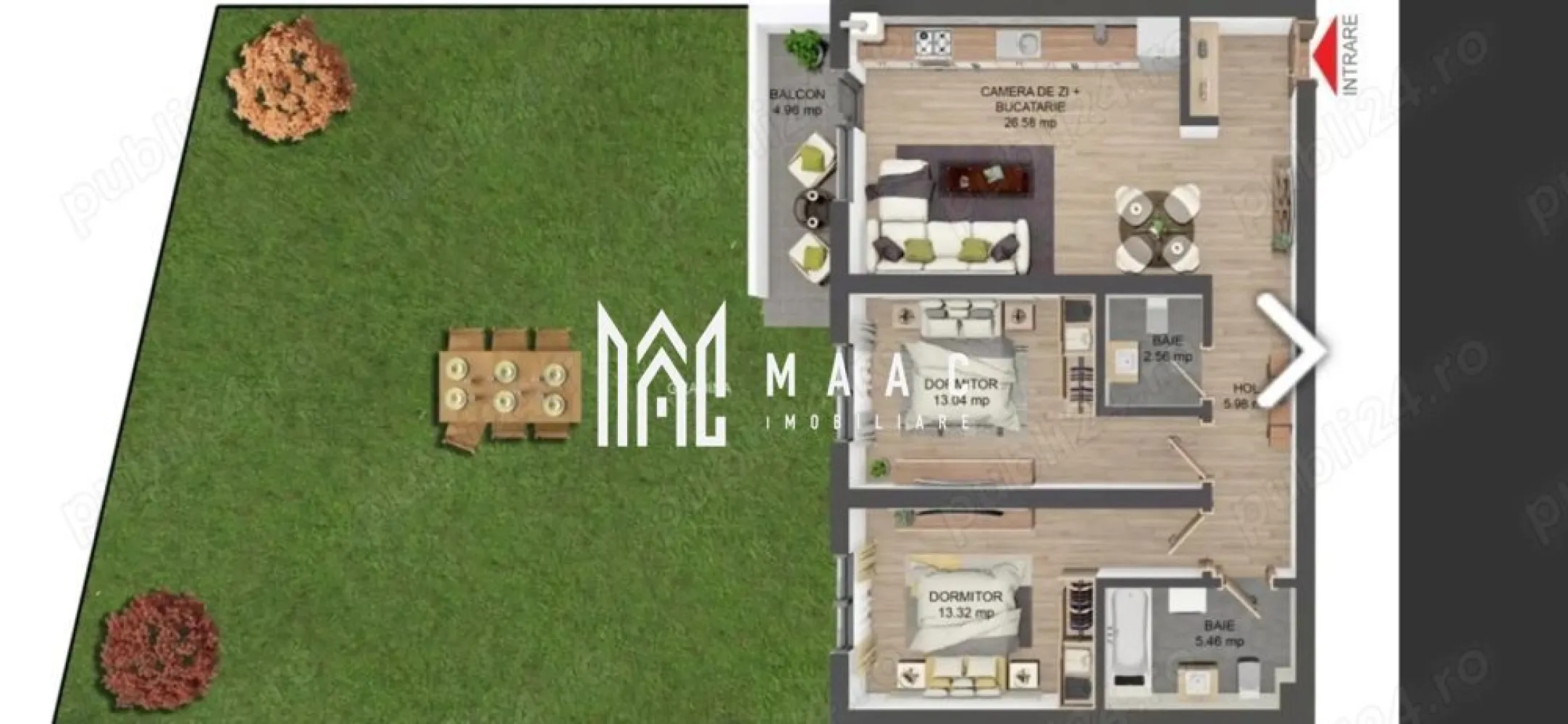 Apartament 3 camere | Gradina | 109 MP | Parcare | Selimbar - MAAC Imobiliare va prezinta un apartament cu 3 camere in Șelimbăr. Caracteristici: Suprafață utilă: 70 mp Construcție nouă, finalizată în 2020 Conectat excelent la oraș: doar 10 minute până la Promenada Mall Sibiu În apropiere de școli, magazine, transport public și spații verzi Grădină privată cu suprafață de 109 mp Sistem automat de irigație Robot de tuns iarba inclus Se vinde complet mobilat și utilat Centrală termică proprie, aer condiționat și filtru de apă Loc de parcare inclus în preț. Pentru mai multe detalii precizati telefonic ca ati vazut anuntul cu ID: CP2681465