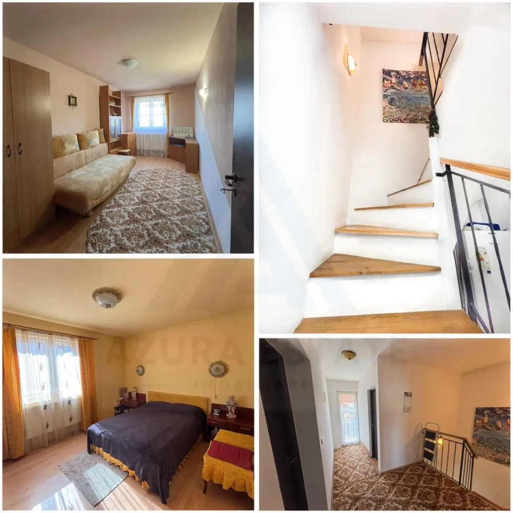 Casă P+M de vânzare în Șelimbăr – 3 dormitoare-curte proprie - Azura Estate vă propune spre vânzare o casă situată în Șelimbăr, într-o zonă liniștită și accesibilă, ideală pentru locuit. 📐 Detalii generale: Suprafață utilă: 132,2 mp Suprafață construită desfășurată: 170 mp Amprentă la sol: 80,8 mp Regim de înălțime: Parter + Mansardă An construcție: 2009 Stadiu: Finalizată Acoperiș: Țiglă 🏠 Compartimentare: 🔹 Parter: Living spațios – 38,1 mp Bucătărie – 13,9 mp Baie – 3,9 mp Hol + casa scării – 9,5 mp Intrare – 1,7 mp Terasă – 7,3 mp Platformă garaj – 20,3 mp 🔹 Mansardă: 3 dormitoare (13 mp / 13,5 mp / 23,5 mp) Baie – 5,1 mp Hol – 10,1 mp 2 balcoane (4 mp și 5,2 mp) 🌿 Alte detalii: Casă bine compartimentată, ideală pentru familie Curte proprie Zonă liniștită, cu acces rapid către Sibiu 🏡 Compartimentare totală: 4 camere (3 dormitoare + living) 2 băi bucătărie separată terase și balcoane Proprietatea dispune de un teren în suprafață de 300 mp, cu o amprentă a casei de 80 mp, la care se adaugă și anexele. Casa este construită integral din cărămidă și beneficiază de izolație exterioară cu polistiren de 10 cm, conform standardelor uzuale din perioada în care a fost edificată, în anul 2009. Încălzirea se realizează pe gaz, prin calorifere, iar locuința are un randament energetic foarte bun, aspect susținut și de facturile de consum. De exemplu, pentru luna ianuarie, costul la gaz a fost de 680 lei. Imobilul se vinde mobilat și utilat complet, cu excepția unor obiecte personale, precum: patul de masaj, elementele decorative din living, televizorul din dormitor și alte câteva obiecte personale. Un alt avantaj important este zona foarte liniștită, cu vecini de calitate, ceea ce face proprietatea potrivită atât pentru locuit, cât și pentru o familie care își dorește confort și intimitate. 💡 Ideală pentru locuință permanentă sau investiție. Pentru mai multe detalii, nu ezitați să ne contactați.