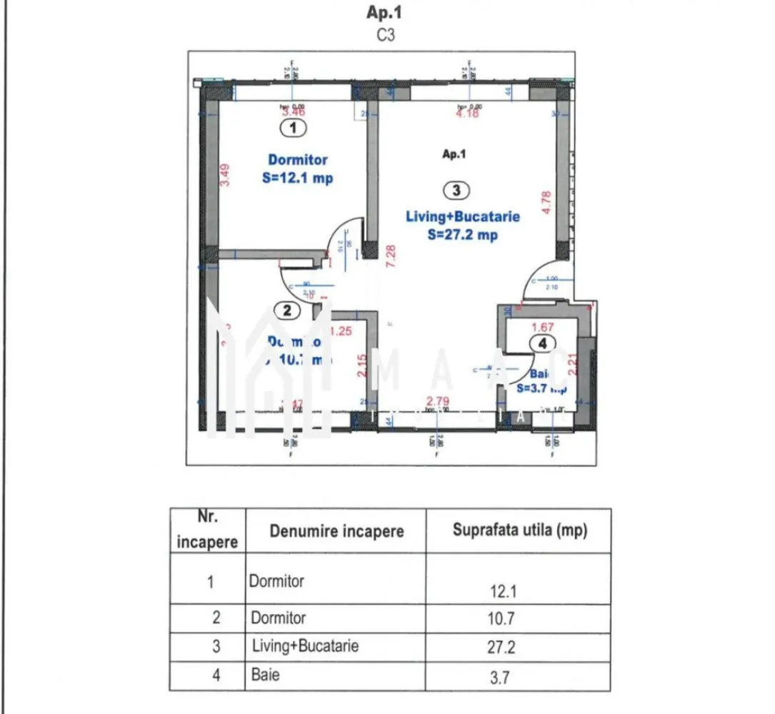 Apartament 2 camere | 53 MPU | Balcon | 2 Locuri de Parcare | Turnisor