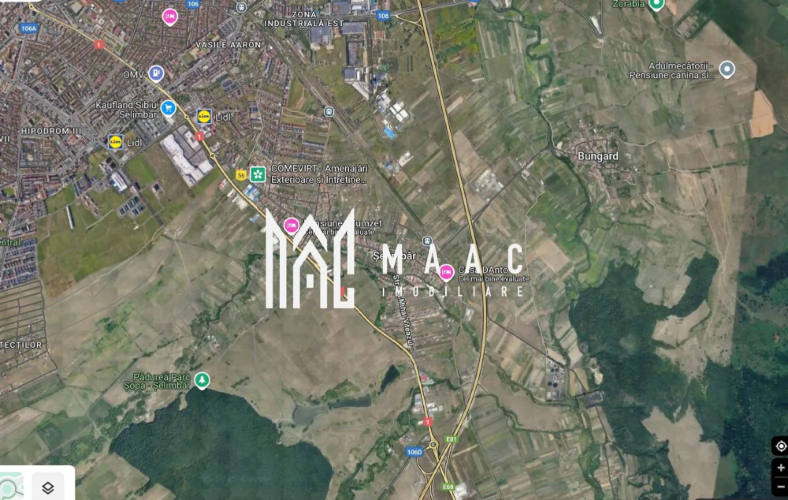 Ofertă Teren 500mp I Utilități I Investiție I Șelimbăr - MAAC Imobiliare vă propune spre vânzare un teren intravilan generos de 500 mp, situat într-o zonă foarte bine cotată din localitatea Șelimbăr – ideal pentru construcția unei case personale.

 Caracteristici cheie:
Suprafață: 500 mp
Formă: dreptunghiulară
Front stradal: 24 mp
Împrejmuit pe 3 laturi, oferind intimitate și siguranță
Stradă privată, cu acces ușor
Toate utilitățile (apă, gaz, curent, canalizare) sunt încadrate în proprietate.

 Context urban:
Amplasat într-o zonă rezidențială în dezvoltare, înconjurat de locuințe moderne.
Terenul este pretabil atât pentru investitori, cât și pentru persoane fizice care doresc să construiască o locuință într-un cadru urban liniștit, dar foarte bine conectat.
Șelimbăr este una dintre cele mai căutate zone din Sibiu, cu dezvoltări continue, infrastructură modernă și acces facil către oraș.

 Nu rata această șansă unică de a deține un teren valoros într-unul dintre cele mai promițătoare cartiere ale Sibiului. Terenul este pregătit să devină fundația unei noi construcții sau a unei investiții de viitor.

 Contactează-ne acum pentru detalii și programarea unei vizionări, specificând ID CP2611617.