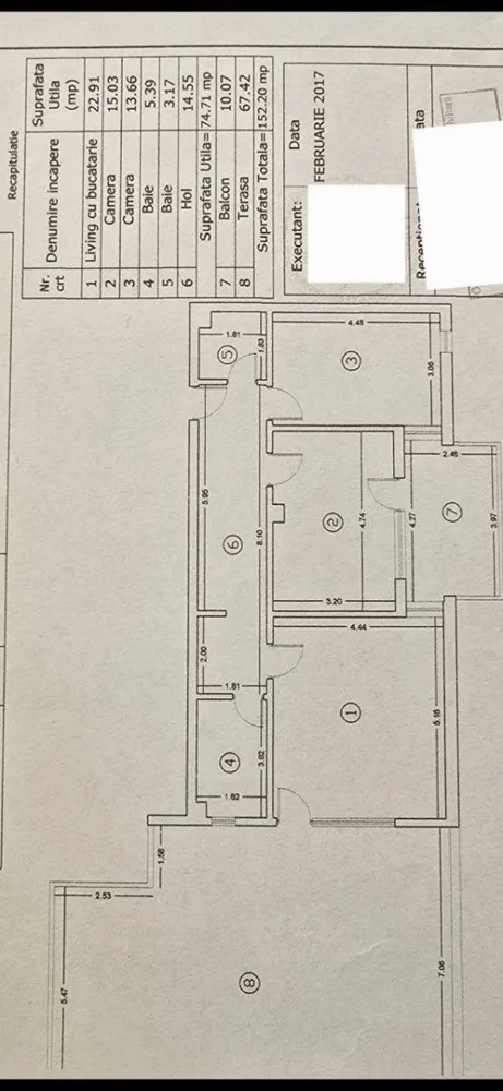 Apartament 3 camere / 152 mp / Pallady / Terasa / 2 Parcari subterane - Agenția BRASADAS vinde :

*Apartament 3 camere cu terasa și 2 parcări subterane incluse în preț.
Zona Pallady / ALEEA MIZIL / Metrou 1 Decembrie 1918 (aprox 13 min pe jos) sau Nicolae Teclu (aprox 15 min pe jos). 
*2 locuri la parcarea subterană INCLUSE in preț / închise cu ușă de garaj automată. 
*Bloc din 2017, bloc de 3 etaje, apartamentul este situat la etajul 3 , suprafață totală 152,20 mp.
*Suprafață utila 74,71 mp + terasa 67,42 mp + balcon 10,07 mp .
*Bloc fără lift
*Terasa cu ieșire din living 
*Balcon cu ieșire din dormitor
*Living cu bucătărie open space 22.91 mp , Dormitor 15.03 mp , Dormitor 13.66 mp , Baie 5.39 mp , Baie 3.17 mp, Hol 14.55 mp. 
*Se vinde mobilat și utilat ( dar și fără acestea , în funcție de alegerea cumpăratorului).
*Pereții sunt din cărămidă ( NU rigips ). 
*Creșe, grădinițe, școli, piață, farmacii, super-marketuri în apropiere.