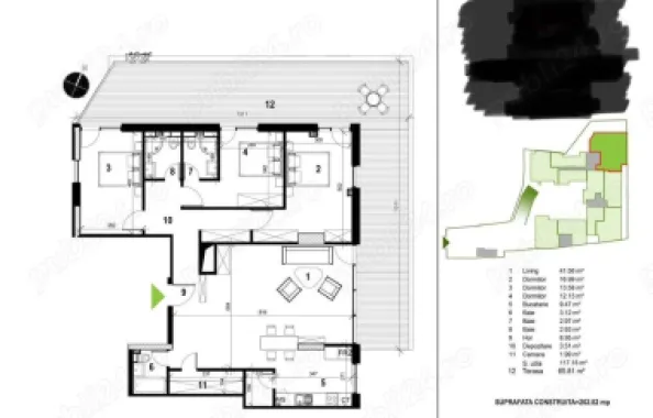 Direct proprietar, Penthouse 4 camere, 3 bai, 120mp utili, terasa 65mp, Unirii