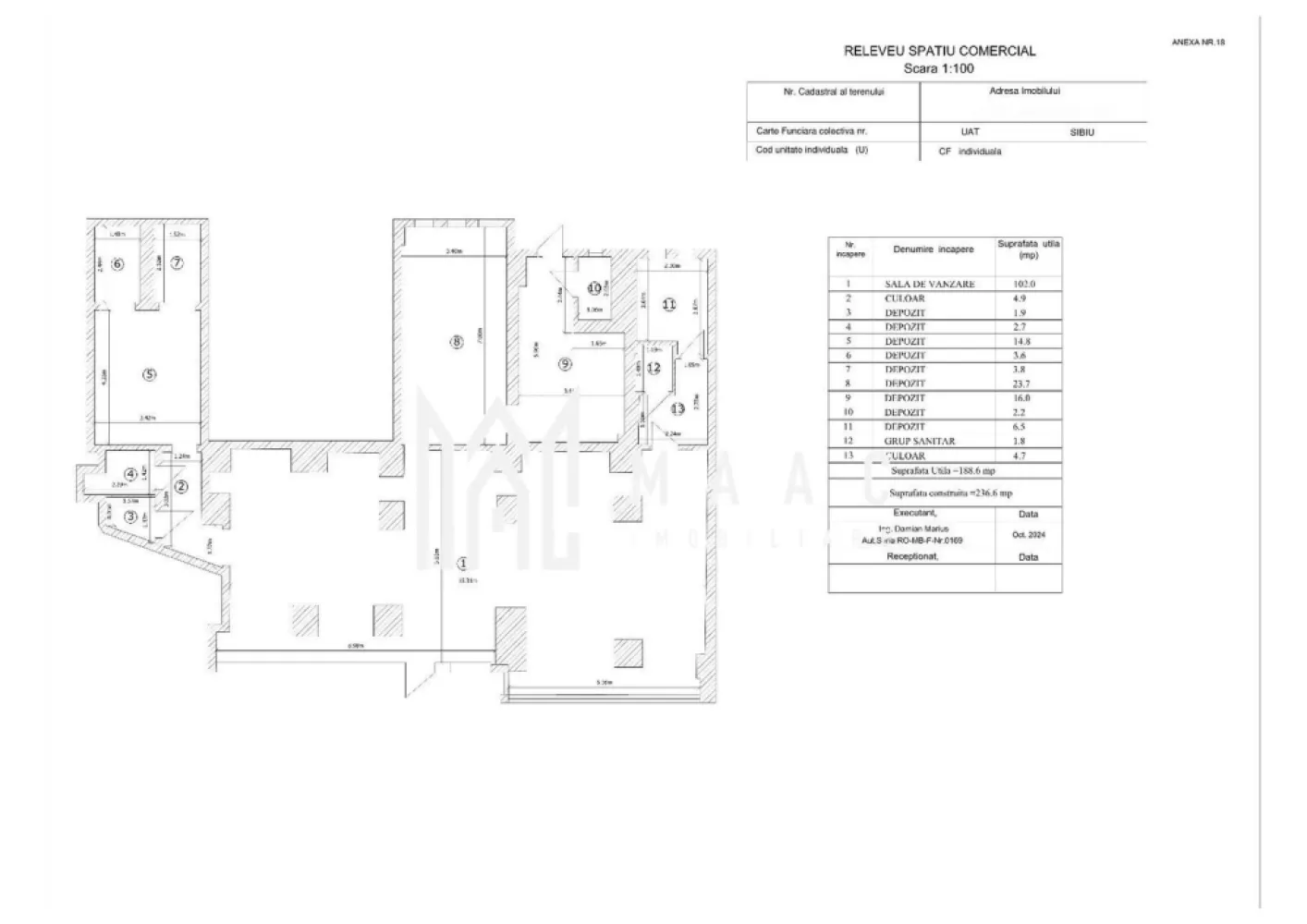 Spatiu comercial/birouri I VAD I Expunere I Mihai Viteazu - MAAC Imobiliare ofera spre inchiriere spatiu pretabil pentru activitati comerciale sau de birou, in zona Mihai Viteazu.

Spatiul este compartimentat astfel: o incapere spatioasa, la strada, patru incaperi mai mici, pretabile pentru arhiva/ depozit/ vestiar si un grup sanitar.

Disponibilitate imediata. Se inchiriaza pe o perioada de minim 12 luni. 

Se percepe garantie in cuantumul unei chirii lunare.

Pentru mai multe detalii va rugam specificati telefonic: CP2587361