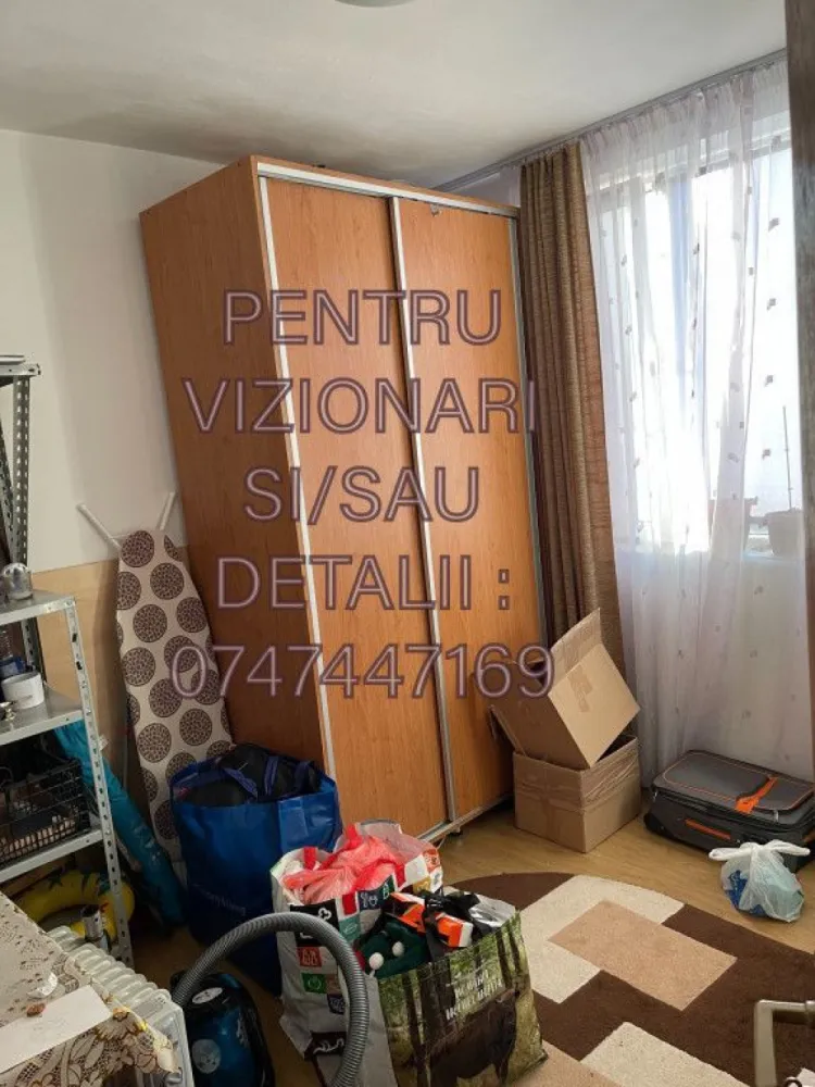 Apartament 4 camere Apusului - Apartment 4 camere cu 2 bai ( baie + wc de serviciu) , confort 2, pe strada Apusului sector 6.
Suprafata 59,58mp conform releveu. 
Etaj 8 din 10 , bloc dat in folosinta in 1972. 
Parchet, geamuri termopan, usi termopan la bai. 
Balcon inchis cu rama din cornier. 
Aer conditionat in sufragerie. 
Boxa pentru depozitare in subsolul blocului. 
Vis a vis de bloc este statia de autobuz Aragonitului , liniile 106 si 178. 
Blocul se afla la 15 min de metrou Gorjului/Pacii. 
In apropiere sunt scolile nr 198 si 160, magazine ( profi, mega image), piata Apusului, farmacii, policlinica Apusului. 

Accept plata si prin credit bancar.