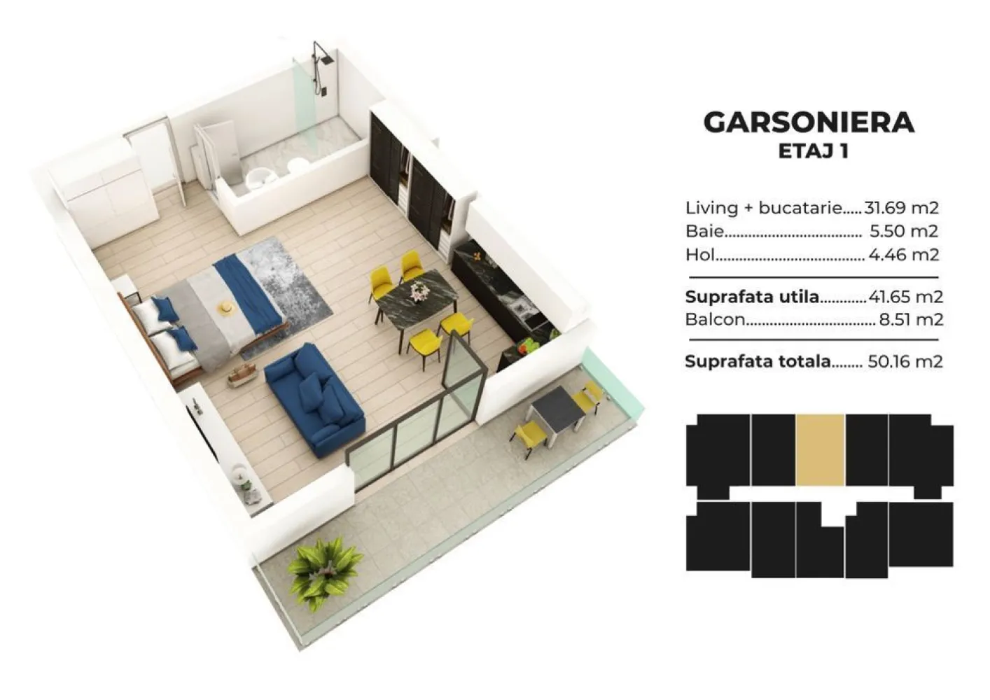 Studio spatios la cheie Sea Breeze Residence II Mamaia Nord - Cauţi o oază de linişte şi relaxare? Alege un apartament la Sea Breeze Residence II - Staţiunea Mamaia Nord (vis-a-vis de Alezzi Towers şi Lidl) şi vei putea admira apusul de soare de pe terasa locuinţei tale.

Proiectul Sea Breeze Residence II este cel de-al doilea proiect realizat de noi după finalizarea şi vânzarea integrală a primului proiect Sea Breeze Residence I (Strada D8, nr. 5, Mamaia Nord) - 36 de apartamente finalizate în August 2020.

Ansamblul este situat într-o zonă rezidenţială liniştită a staţiunii Mamaia Nord, preponderent cu case, străzi asfaltate, iluminat public, canalizare şi toate utilităţile. Sea Breeze Residence II oferă acces facil către cele mai importante zone de distracţie şi relaxare: restaurante: Nikos, Sali's, Portobella, Mackerel, Cherhanaua Năvodari, Hanul cu Peşte; beach baruri: Infinity Beach, Papaya beach, Lujo beach, Zanzibar, Oneiro; cluburi: Fratelli, Loft, Nuba, Breeze

Proiectul este format din 2 blocuri de tip P+5, situate pe Strada T3, nr. 51 (asfaltată) şi va cuprinde 100 de garsoniere şi apartamente cu 2 camere, cu suprafeţe cuprinse între 41m? şi 72m?. Apartamentele din cadrul Sea Breeze Residence II se pretează persoanelor care doresc linişte şi confort într-o locuinţă de vacanţă.

Apartamente disponibile în cadrul Sea Breeze Residence II Mamaia Nord:

Corp C1 - finalizare decembrie 2023

Garsoniere în suprafaţă de 43mp construiţi (36mp utili) " 45.000EUR
Studio în suprafaţă de 48mp construiţi (41mp utili total) " 49.500EUR

Apartamente cu 2 camere, în suprafaţă de 58mp construiţi (48mp utili) " 59.500EUR
Apartamente cu 2 camere, în suprafaţă de 67mp construiţi (56mp utili total) " 71.500EUR

Corp C2 - Finalizare Iunie 2023

Studio in suprafata de 50 mp construiti ( 43mp utili total ) - 52.500EUR
Studio in suprafata de 54 mp construiti ( 47 mp utili total ) - 56.000EUR

*Preţ disponibil pentru un avans de minim 50%.

Locuri de parcare exterioare - 7500EUR

Pentru a confirma disponibilitatea apartamentului dorit ne puteţi contacta telefonic la 07******88.

Apartamentele se vând la cheie şi beneficiază de umatoarele dotări şi finisaje:

tâmplărie PVC Salamander, geam 4 seasons Low-E, culoare gri antracit
uşă metalică antiefracţie MegaDoor
centrală în condensare Ariston 24KW + calorifere din aluminiu Innovita
aer condiţionat Ariston - 12.000BTU
băi dotate cu obiecte sanitare Cersanit / Ferro
pereţi finisaţi cu glet şi zugrăviţi cu vopsea lavabilă
gresie, faianţă, parchet laminat
instalaţie electrică completă - Vimar
terase cu sticlă securizată, placate cu gresie de exterior + balustradă şi riflaje metalice
lift modern, electric - Kleemann, 6 persoane
interfon şi sistem de supraveghere video (exterior)
termosistem Swisspor izolaţie 10cm + tencuială decorativă
parcare privată cu acces barieră pentru locatari (60 locuri)

*Toate informaţiile, schiţele şi pozele au exclusiv scop de prezentare! Suprafeţele apartamentelor pot suferi modificări +/- 5% după măsurătorile cadastrale.