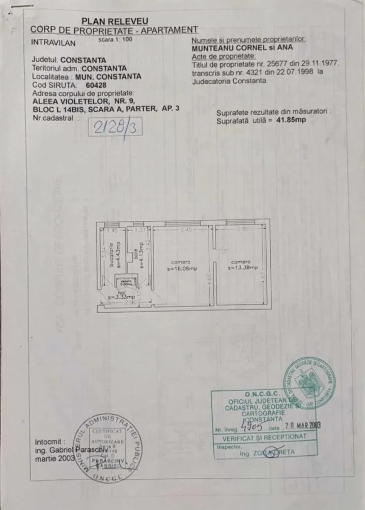 Apartament de vanzare-Casa de Cultura - DIRECT PROPRIETAR
Apartament 2 camere nedecomandat 
Complet utilat
Dotat cu centrală termică pe gaze si boxa cu intrare direct din sufragerie (suprafata de 10m2)
In zona exista piata, farmacii, scoli, gradinite, supermarketuri, parcuri 
La doar câțiva pași de stația de autobuz
Situat la parterul unui bloc cu 4 etaje
Beneficiază de lumină naturală