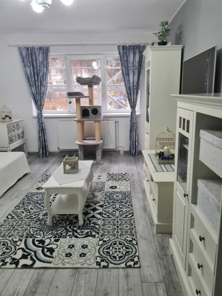 Apartament 2 camere de vanzare in Manastur, str. Grigore Alexandrescu - Vând apartament cu 2 camere (decomandate), 40 mp, situat la parter, într-o zonă excelentă din Cluj-Napoca. Locuința a fost renovată complet în 2019, dispune de centrală termică proprie și se vinde complet mobilată și utilată, fiind gata pentru mutare imediată sau investiție.

Compartimentare:
-2 camere
-1 baie
-1 bucătărie
- Hol
- Logie
- Cămară

Detalii apartament:
- Suprafață: 40 mp
- Parter, cu acces facil
- Renovat complet în 2019
- Centrală proprie
- Complet mobilat și utilat

Avantaje:
- Blocul este în curs de izolare termică și creștere a eficienței energetice printr-un proiect PNRR
- Aproape de grădinițe, creșe, școli, piață, magazine, bănci, mijloace de transport in comun
- Finisaje moderne: geamuri termopan, gresie, faianță, parchet
- Zonă liniștită

Preț: 295.000 € 

Pentru mai multe informații: 07******37