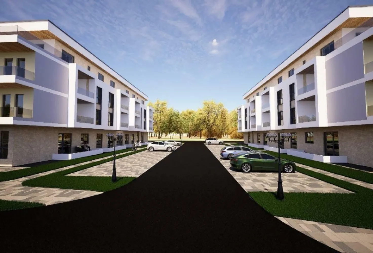 Apartament 3 camere cu parcare- NORD PARK RESIDENCE - Noul proiect imobiliar Nord Park Residence de pe strada Salciilor, in vecinatatea parcului Cubic, ofera spre vanzare 40 de apartamente noi, spatioase si confortabile, situate in 2 imobile cu P+2E+ERetras, cu spatii comerciale la parterul fiecarui bloc.
 Configuratia acestui apartament: 2 dormitoare , living open space cu bucatarie, 2 balcoane, 2 bai, 2 holuri, 1 loc de parcare.
Suprafata utila a apartamentului este de 78.25 mp si a balcoanelor de 13.60 mp. 
Structura de rezistenta se realizeaza din stalpi, grinzi si plansee din beton armat, respectand cele mai riguroase cerinte privind rezistenta si stabilitatea. Tamplaria exterioara va fi de culoare gri antracit pe exterior si alb pe interior cu geam termopan triplustrat.
Balcoanele vor avea pardoseala din placi ceramice si balustrada de protectie din sticla .
Fiecare scară va dispune de un lift de o capacitate de 4 persoane/lift, 
Fiecare apartament va fi dotat cu interfon video. 
Apartamentele se vor preda cu usi de intrare izolate fonic, peretii zugraviti in vopsea alba lavabila, prizele si intrerupatoarele montate pe pozitie, centrala termica prin condensare.
Complexul dispune de locuri de parcare, spatii verzi si loc de joaca pentru copii.
Pretul include TVA de 9% pentru persoane fizice, care achizitioneaza prima casa cu TVA redus.