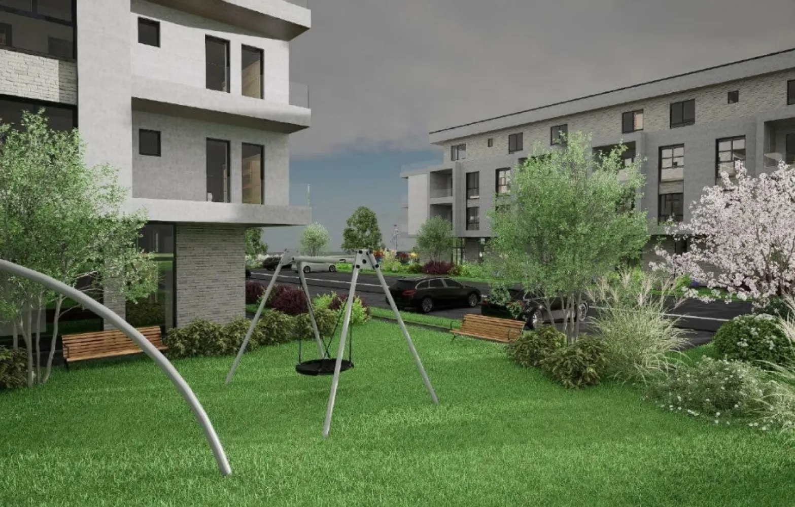 Apartament 3 camere cu parcare- NORD PARK RESIDENCE - Noul proiect imobiliar Nord Park Residence de pe strada Salciilor, in vecinatatea parcului Cubic, ofera spre vanzare 40 de apartamente noi, spatioase si confortabile, situate in 2 imobile cu P+2E+ERetras, cu spatii comerciale la parterul fiecarui bloc.
 Configuratia acestui apartament: 2 dormitoare , living open space cu bucatarie, 2 balcoane, 2 bai, 2 holuri, 1 loc de parcare.
Suprafata utila a apartamentului este de 78.25 mp si a balcoanelor de 13.60 mp. 
Structura de rezistenta se realizeaza din stalpi, grinzi si plansee din beton armat, respectand cele mai riguroase cerinte privind rezistenta si stabilitatea. Tamplaria exterioara va fi de culoare gri antracit pe exterior si alb pe interior cu geam termopan triplustrat.
Balcoanele vor avea pardoseala din placi ceramice si balustrada de protectie din sticla .
Fiecare scară va dispune de un lift de o capacitate de 4 persoane/lift, 
Fiecare apartament va fi dotat cu interfon video. 
Apartamentele se vor preda cu usi de intrare izolate fonic, peretii zugraviti in vopsea alba lavabila, prizele si intrerupatoarele montate pe pozitie, centrala termica prin condensare.
Complexul dispune de locuri de parcare, spatii verzi si loc de joaca pentru copii.
Pretul include TVA de 9% pentru persoane fizice, care achizitioneaza prima casa cu TVA redus.