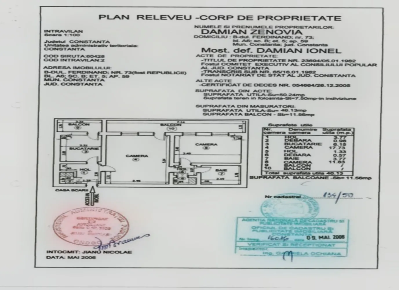 Vand apartament central, 2 camere, renovat complet cu centrala proprie - Vând apartament central cu 2 camere, confort 1, în suprafață de 58 mp (46 mp utili+12 mp balcon) situat central pe Bd. Ferdinand, nr. 73, Bl. A6, Sc. B, la etajul 5 al unui bloc de 8 etaje cu lift, compartimentat astfel: living, hol, bucatarie, dormitor, grup sanitar si balcon. Apartamentul este renovat complet, dotat cu centrala pe gaze. Imobilul este amplasat excelent, are vedere laterala la mare iar zona este foarte linistita cu acces facil către orice destinație a orașului. Este ideal pentru o familie cu copii. Toate actele sunt pregătite pentru vânzare. Zero, șapte, doi, trei, unu, șase, șase, opt șapte, opt. Direct proprietar, fără comision. Va aștept la vizionare !