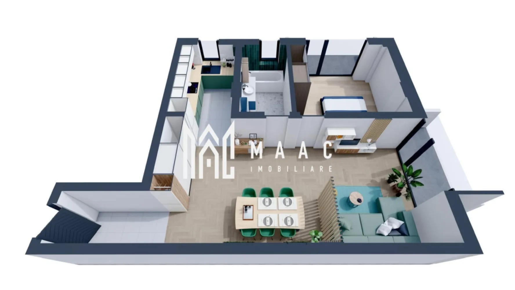 Apartament rezidențial I 2 camere I Parcare I Selgros - MAAC Imobiliare vă propune pentru achiziționare un apartament cu 2 camere situat într-un bloc de locuit în stadiul de dezvoltare, în cartierul Veterani, în proximitatea magazinului Selgros, ieșirea de Nord a orașului Sibiu.

Apartamentul cu suprafața utilă de 60 mp, este format din:

Living cu bucătărie open- space în suprafața de 38 mp cu acces la balcon de 5 mpu,
Dormitor de 13 mp cu acces la al 2- lea balcon de 5 mpu,
Baie cu cadă și geam de aerisire cu suprafața de 5.84 mpu.

Complexul rezidențial este în construcție, se predă la sfârșitul anului 2025 la stadiul de:
-ALB: instalația de curent, instalația sanitară, loc destinat pentru aparat de aer condiționat, pereți finisați cu glet, ușa principală metalică marca Porta Doors, centrală termică în condensare și instalația de încălzire în pardoseală, geamuri tripan cu tâmplărie PVC Salamander culoare gri antracit, cele 2 balcoane cu balustradă de sticlă și finisaje cu granit.

-CHEIE: plus 200 euro/ mp, include vopsea lavabilă, uși interioare, obiecte sanitare, gresie, faianță, parchet, aparataje electronice etc.

Fiecare unitate beneficiază de un loc de parcare suprateran.

Construcția cu regim de înalțime P+ 3 etaje + retras va beneficia de lift, interfon cu video, panouri solare care vor alimenta iluminatul public.
Construcția cu fundație de beton, zidărie cărămidă Porotherm, izolație polistiren și vată bazaltică, boxe la subsol( achiziționate separat), parcare subterană ( posibilitate de achiziționare locuri de parcare adiționale la prețul de 10000 euro/ buc.),
Parterul va avea destinație comercială, în proximitatea construcțiilor vor fi amenajate alei, spații verzi și locuri de joacă.

Modalitate de plată:
-Avans 25% la antecontract, 25% la roșu, 50% la predare.
-Achitarea integrală a apartamentului include 1 loc de parcare subteran la pret 50%.

Acest apartament combină spațiul generos cu o compartimentare eficientă și finisaje de calitate superioară, fiind locația perfectă pentru a vă crea amintiri de neuitat.
Contactați-ne pentru a programa o vizionare și pentru a discuta detaliile acestei oferte imobiliare excepționale.

Pentru mai multe informații specificați că ați văzut anunțul cu ID: CP2371747