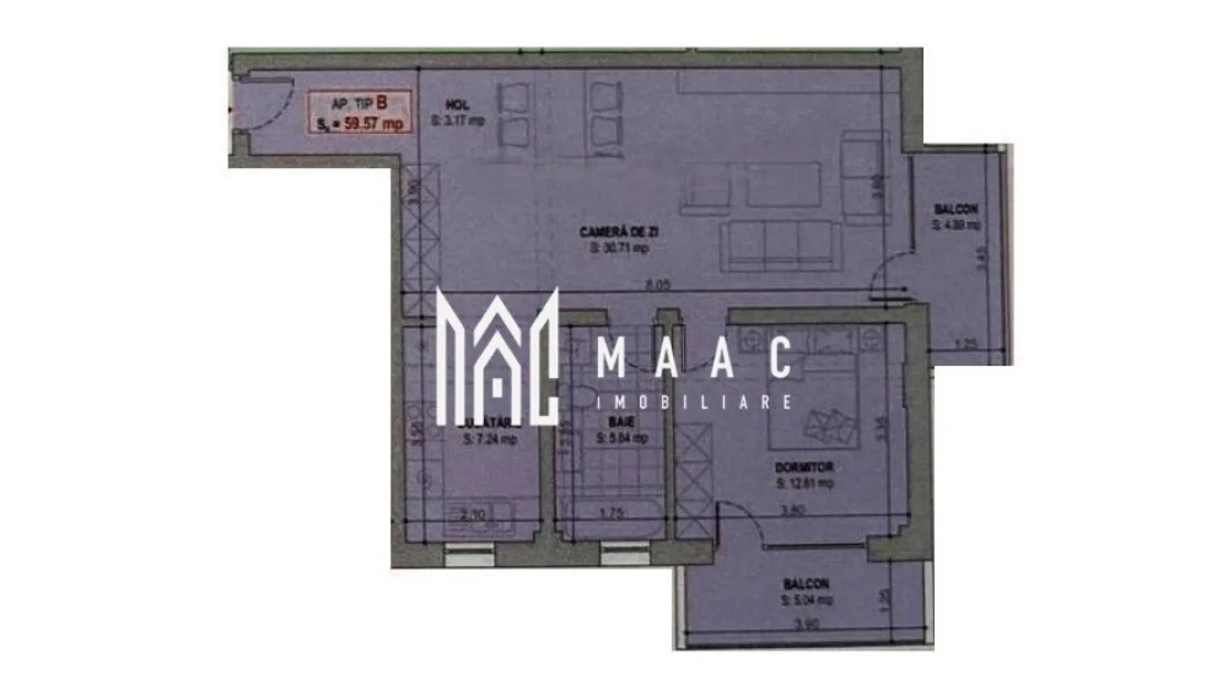 Apartament rezidențial I 2 camere I Parcare I Selgros - MAAC Imobiliare vă propune pentru achiziționare un apartament cu 2 camere situat într-un bloc de locuit în stadiul de dezvoltare, în cartierul Veterani, în proximitatea magazinului Selgros, ieșirea de Nord a orașului Sibiu.

Apartamentul cu suprafața utilă de 60 mp, este format din:

Living cu bucătărie open- space în suprafața de 38 mp cu acces la balcon de 5 mpu,
Dormitor de 13 mp cu acces la al 2- lea balcon de 5 mpu,
Baie cu cadă și geam de aerisire cu suprafața de 5.84 mpu.

Complexul rezidențial este în construcție, se predă la sfârșitul anului 2025 la stadiul de:
-ALB: instalația de curent, instalația sanitară, loc destinat pentru aparat de aer condiționat, pereți finisați cu glet, ușa principală metalică marca Porta Doors, centrală termică în condensare și instalația de încălzire în pardoseală, geamuri tripan cu tâmplărie PVC Salamander culoare gri antracit, cele 2 balcoane cu balustradă de sticlă și finisaje cu granit.

-CHEIE: plus 200 euro/ mp, include vopsea lavabilă, uși interioare, obiecte sanitare, gresie, faianță, parchet, aparataje electronice etc.

Fiecare unitate beneficiază de un loc de parcare suprateran.

Construcția cu regim de înalțime P+ 3 etaje + retras va beneficia de lift, interfon cu video, panouri solare care vor alimenta iluminatul public.
Construcția cu fundație de beton, zidărie cărămidă Porotherm, izolație polistiren și vată bazaltică, boxe la subsol( achiziționate separat), parcare subterană ( posibilitate de achiziționare locuri de parcare adiționale la prețul de 10000 euro/ buc.),
Parterul va avea destinație comercială, în proximitatea construcțiilor vor fi amenajate alei, spații verzi și locuri de joacă.

Modalitate de plată:
-Avans 25% la antecontract, 25% la roșu, 50% la predare.
-Achitarea integrală a apartamentului include 1 loc de parcare subteran la pret 50%.

Acest apartament combină spațiul generos cu o compartimentare eficientă și finisaje de calitate superioară, fiind locația perfectă pentru a vă crea amintiri de neuitat.
Contactați-ne pentru a programa o vizionare și pentru a discuta detaliile acestei oferte imobiliare excepționale.

Pentru mai multe informații specificați că ați văzut anunțul cu ID: CP2371747