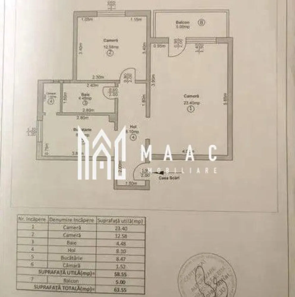 Apartament 2 Camere I 59 MPU I Decomandat I Balcon I Central - 🏡 Dacă sunteți în căutarea unui apartament decomandat de 2 camere, cu 59 mp utili, compartimentare practică și dotări moderne, această ofertă este exact ce aveți nevoie!

Compartimentare și avantaje:
Apartamentul este situat la etajul 5 și oferă un living generos de 23 mp, perfect pentru relaxare și socializare, completat de un balcon închis. Dormitorul spațios asigură confort și intimitate, iar bucătăria închisă, cu cămară, păstrează eficiența spațiului. Baia dispune de geam pentru aerisire, iar holul de acces este optimizat pentru depozitare.

Dotări și finisaje:
✅ Centrală proprie, asigurând confort termic și costuri reduse ✅ Mobilat și utilat, gata de locuit ✅ Geamuri termopan✅ Suprafață de 60 mp în pod, cotă parte a apartamentului ✅ Balcon închis, ideal pentru extra spațiu

Zona – liniștită, dar aproape de tot ce contează!
Situat în zona centrală, acest apartament îmbină accesibilitatea cu intimitatea. Locuința este ferită de zgomotul urban, dar în același timp, la doar câțiva pași de puncte de interes, transport public, magazine și restaurante.

📍 Nu ratați această oportunitate! Contactați MAAC Imobiliare pentru detalii și vizionare – ID CP2372384!