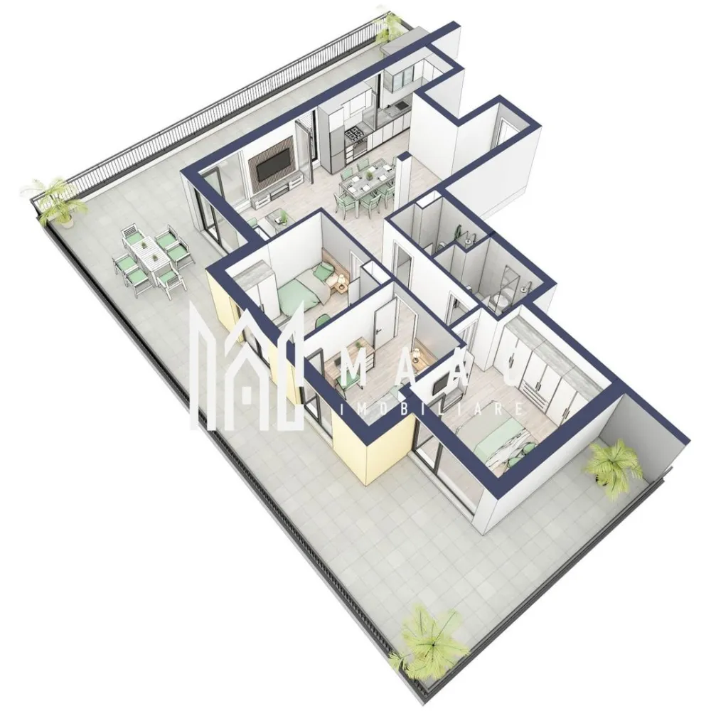Penthouse 3 camere | Etaj 4 | Balcon 107.2 mp | Turnisor - MAAC Imobiliare are plăcerea de a vă prezenta o oportunitate excepțională de a achiziționa un apartament modern, situat la etajul 4, cu o suprafață totală de 188.2 m², amplasat în noul ansamblu rezidențial GreenHill, zona Turnișor. Acest ansamblu rezidențial, cu intabularea în toamna 2026, oferă locuințe de înaltă calitate și facilități premium, proiectate pentru a satisface cele mai exigente cerințe.

Detalii Apartament:
Suprafața Totală: 188.2 m²

Compartimentare:
Bucatarie + Living - 39,6 m²
Dormitor - 13,4 m²
Dormitor 2 - 13 m²
Baie - 3,9 m²
Baie 2 (WC) - 3,5 m²
Hol - 7,7 m²
Suprafata balcon - 107,2 m²

Caracteristici și Dotări:

Preț: € 272.250 cu 21% TVA inclus.
Apartamentul se vinde în stadiul de "la alb".

Facilități Premium:
Boxă la subsol: Spațiu suplimentar de depozitare pentru confortul dvs.
Rulouri electrice la dormitoare: Confort sporit și intimitate.
Încălzire în pardoseală: Eficiență termică și confort maxim.
Lift: Acces facil și rapid la etaje.
Terasa: Spațiu exterior generos pentru relaxare.
Baie cu cadă: Design modern și funcționalitate.

Descriere Ansamblu Rezidențial:
GreenHill este un ansamblu rezidențial de lux, situat într-o zonă liniștită și accesibilă din Turnișor. Proiectul a fost conceput pentru a oferi locatarilor un stil de viață modern și confortabil, punând accent pe calitate, design și funcționalitate. Cu o gamă variată de facilități și dotări premium, GreenHill reprezintă alegerea ideală pentru cei care doresc să se bucure de un cămin primitor și elegant.

Apartamentele vor fi intabulate in toamna anului 2026.

Pentru Mai Multe Informații și Vizionări
Nu ratați ocazia de a deveni proprietarul acestui apartament deosebit! Pentru mai multe detalii și programări pentru vizionări, vă rugăm să contactați agenții noștri de la MAAC Imobiliare. Suntem aici pentru a vă oferi toate informațiile de care aveți nevoie și pentru a vă ghida în procesul de achiziție.

Apartamentul A35 Blocul A

Pentru mai multe detalii, precizati telefonic ca ati vizionat anuntul cu ID: CP2287183.

MAAC Imobiliare - Partenerul Dumneavoastră de Încredere în Imobiliare.