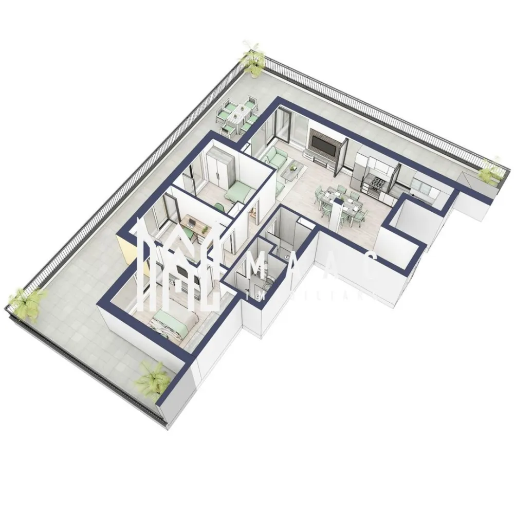 Penthouse 3 camere | Etaj 4 | Balcon 107.2 mp | Turnisor - MAAC Imobiliare are plăcerea de a vă prezenta o oportunitate excepțională de a achiziționa un apartament modern, situat la etajul 4, cu o suprafață totală de 188.2 m², amplasat în noul ansamblu rezidențial GreenHill, zona Turnișor. Acest ansamblu rezidențial, cu intabularea în toamna 2026, oferă locuințe de înaltă calitate și facilități premium, proiectate pentru a satisface cele mai exigente cerințe.

Detalii Apartament:
Suprafața Totală: 188.2 m²

Compartimentare:
Bucatarie + Living - 39,6 m²
Dormitor - 13,4 m²
Dormitor 2 - 13 m²
Baie - 3,9 m²
Baie 2 (WC) - 3,5 m²
Hol - 7,7 m²
Suprafata balcon - 107,2 m²

Caracteristici și Dotări:

Preț: € 272.250 cu 21% TVA inclus.
Apartamentul se vinde în stadiul de "la alb".

Facilități Premium:
Boxă la subsol: Spațiu suplimentar de depozitare pentru confortul dvs.
Rulouri electrice la dormitoare: Confort sporit și intimitate.
Încălzire în pardoseală: Eficiență termică și confort maxim.
Lift: Acces facil și rapid la etaje.
Terasa: Spațiu exterior generos pentru relaxare.
Baie cu cadă: Design modern și funcționalitate.

Descriere Ansamblu Rezidențial:
GreenHill este un ansamblu rezidențial de lux, situat într-o zonă liniștită și accesibilă din Turnișor. Proiectul a fost conceput pentru a oferi locatarilor un stil de viață modern și confortabil, punând accent pe calitate, design și funcționalitate. Cu o gamă variată de facilități și dotări premium, GreenHill reprezintă alegerea ideală pentru cei care doresc să se bucure de un cămin primitor și elegant.

Apartamentele vor fi intabulate in toamna anului 2026.

Pentru Mai Multe Informații și Vizionări
Nu ratați ocazia de a deveni proprietarul acestui apartament deosebit! Pentru mai multe detalii și programări pentru vizionări, vă rugăm să contactați agenții noștri de la MAAC Imobiliare. Suntem aici pentru a vă oferi toate informațiile de care aveți nevoie și pentru a vă ghida în procesul de achiziție.

Apartamentul A35 Blocul A

Pentru mai multe detalii, precizati telefonic ca ati vizionat anuntul cu ID: CP2287183.

MAAC Imobiliare - Partenerul Dumneavoastră de Încredere în Imobiliare.