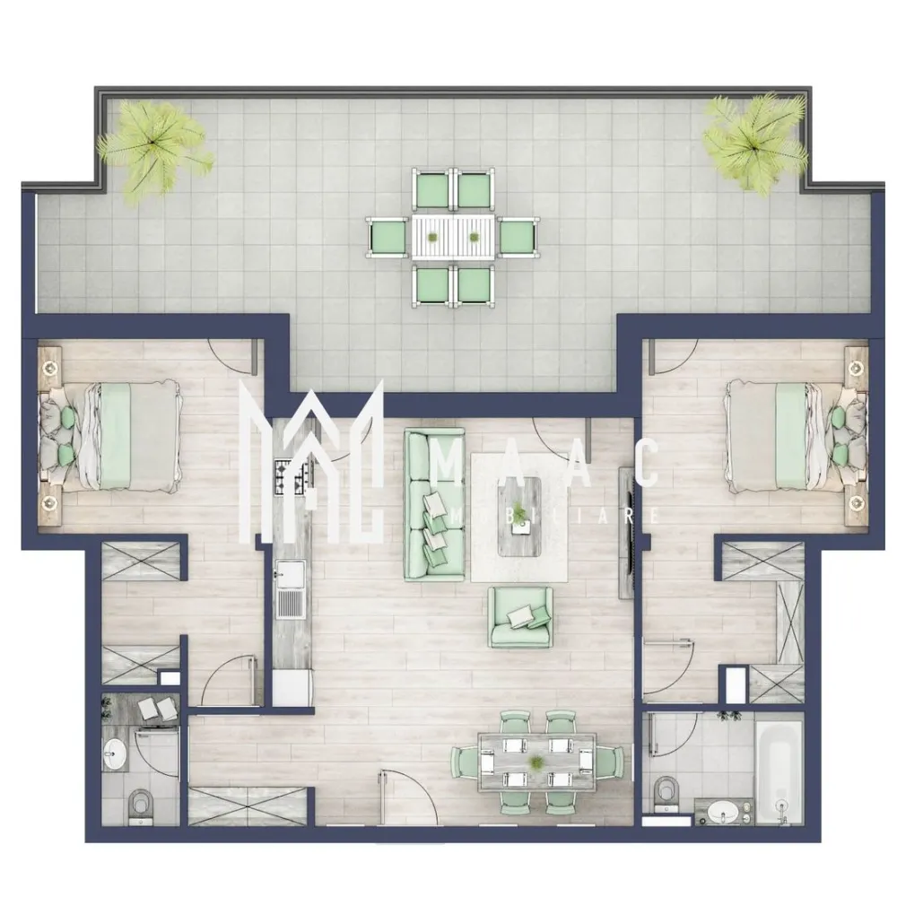 Penthouse 3 camere | Etaj 4 | Balcon 45.6 mp | Turnisor - MAAC Imobiliare are plăcerea de a vă prezenta o oportunitate excepțională de a achiziționa un apartament modern, situat la etajul 4, cu o suprafață totală de 120.5 m², amplasat în noul ansamblu rezidențial GreenHill, zona Turnișor. Acest ansamblu rezidențial, cu intabularea în vara 2026, oferă locuințe de înaltă calitate și facilități premium, proiectate pentru a satisface cele mai exigente cerințe.

Detalii Apartament:
Suprafața Totală: 120.5 m²

Compartimentare:
Bucatarie + Living - 33,1 m²
Dormitor - 13,1 m²
Dormitor 2 - 13,0 m²
Baie - 4,3 m²
Baie 2 (WC) - 2,7 m²
Hol - 4,1 m²
Suprafata balcon - 45,6 m²

Caracteristici și Dotări:

Preț cu TVA 19% inclus: € 232.050 
Apartamentul se vinde în stadiul de "la alb".

Facilități Premium:
Boxă la subsol: Spațiu suplimentar de depozitare pentru confortul dvs.
Rulouri electrice la dormitoare: Confort sporit și intimitate.
Încălzire în pardoseală: Eficiență termică și confort maxim.
Lift: Acces facil și rapid la etaje.
Terasa: Spațiu exterior generos pentru relaxare.
Baie cu cadă: Design modern și funcționalitate.

Descriere Ansamblu Rezidențial:
GreenHill este un ansamblu rezidențial de lux, situat într-o zonă liniștită și accesibilă din Turnișor. Proiectul a fost conceput pentru a oferi locatarilor un stil de viață modern și confortabil, punând accent pe calitate, design și funcționalitate. Cu o gamă variată de facilități și dotări premium, GreenHill reprezintă alegerea ideală pentru cei care doresc să se bucure de un cămin primitor și elegant.

Apartamentele vor fi intabulate in vara 2026 si se vor preda in toamna anului 2026.

Pentru Mai Multe Informații și Vizionări
Nu ratați ocazia de a deveni proprietarul acestui apartament deosebit! Pentru mai multe detalii și programări pentru vizionări, vă rugăm să contactați agenții noștri de la MAAC Imobiliare. Suntem aici pentru a vă oferi toate informațiile de care aveți nevoie și pentru a vă ghida în procesul de achiziție.

Pentru mai multe detalii, precizati telefonic ca ati vizionat anuntul cu ID: CP2287180.

MAAC Imobiliare - Partenerul Dumneavoastră de Încredere în Imobiliare.