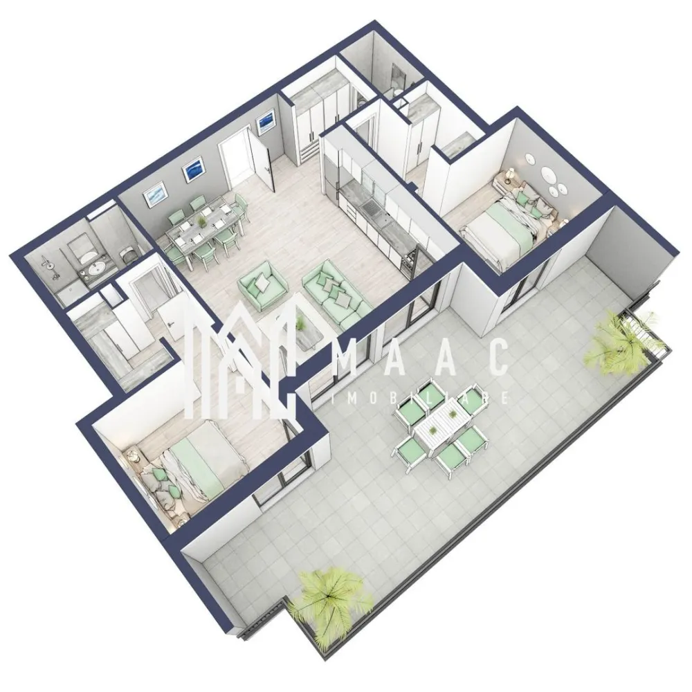 Penthouse 3 camere | Etaj 4 | Balcon 45.6 mp | Turnisor - MAAC Imobiliare are plăcerea de a vă prezenta o oportunitate excepțională de a achiziționa un apartament modern, situat la etajul 4, cu o suprafață totală de 120.5 m², amplasat în noul ansamblu rezidențial GreenHill, zona Turnișor. Acest ansamblu rezidențial, cu intabularea în vara 2026, oferă locuințe de înaltă calitate și facilități premium, proiectate pentru a satisface cele mai exigente cerințe.

Detalii Apartament:
Suprafața Totală: 120.5 m²

Compartimentare:
Bucatarie + Living - 33,1 m²
Dormitor - 13,1 m²
Dormitor 2 - 13,0 m²
Baie - 4,3 m²
Baie 2 (WC) - 2,7 m²
Hol - 4,1 m²
Suprafata balcon - 45,6 m²

Caracteristici și Dotări:

Preț cu TVA 19% inclus: € 232.050 
Apartamentul se vinde în stadiul de "la alb".

Facilități Premium:
Boxă la subsol: Spațiu suplimentar de depozitare pentru confortul dvs.
Rulouri electrice la dormitoare: Confort sporit și intimitate.
Încălzire în pardoseală: Eficiență termică și confort maxim.
Lift: Acces facil și rapid la etaje.
Terasa: Spațiu exterior generos pentru relaxare.
Baie cu cadă: Design modern și funcționalitate.

Descriere Ansamblu Rezidențial:
GreenHill este un ansamblu rezidențial de lux, situat într-o zonă liniștită și accesibilă din Turnișor. Proiectul a fost conceput pentru a oferi locatarilor un stil de viață modern și confortabil, punând accent pe calitate, design și funcționalitate. Cu o gamă variată de facilități și dotări premium, GreenHill reprezintă alegerea ideală pentru cei care doresc să se bucure de un cămin primitor și elegant.

Apartamentele vor fi intabulate in vara 2026 si se vor preda in toamna anului 2026.

Pentru Mai Multe Informații și Vizionări
Nu ratați ocazia de a deveni proprietarul acestui apartament deosebit! Pentru mai multe detalii și programări pentru vizionări, vă rugăm să contactați agenții noștri de la MAAC Imobiliare. Suntem aici pentru a vă oferi toate informațiile de care aveți nevoie și pentru a vă ghida în procesul de achiziție.

Pentru mai multe detalii, precizati telefonic ca ati vizionat anuntul cu ID: CP2287180.

MAAC Imobiliare - Partenerul Dumneavoastră de Încredere în Imobiliare.