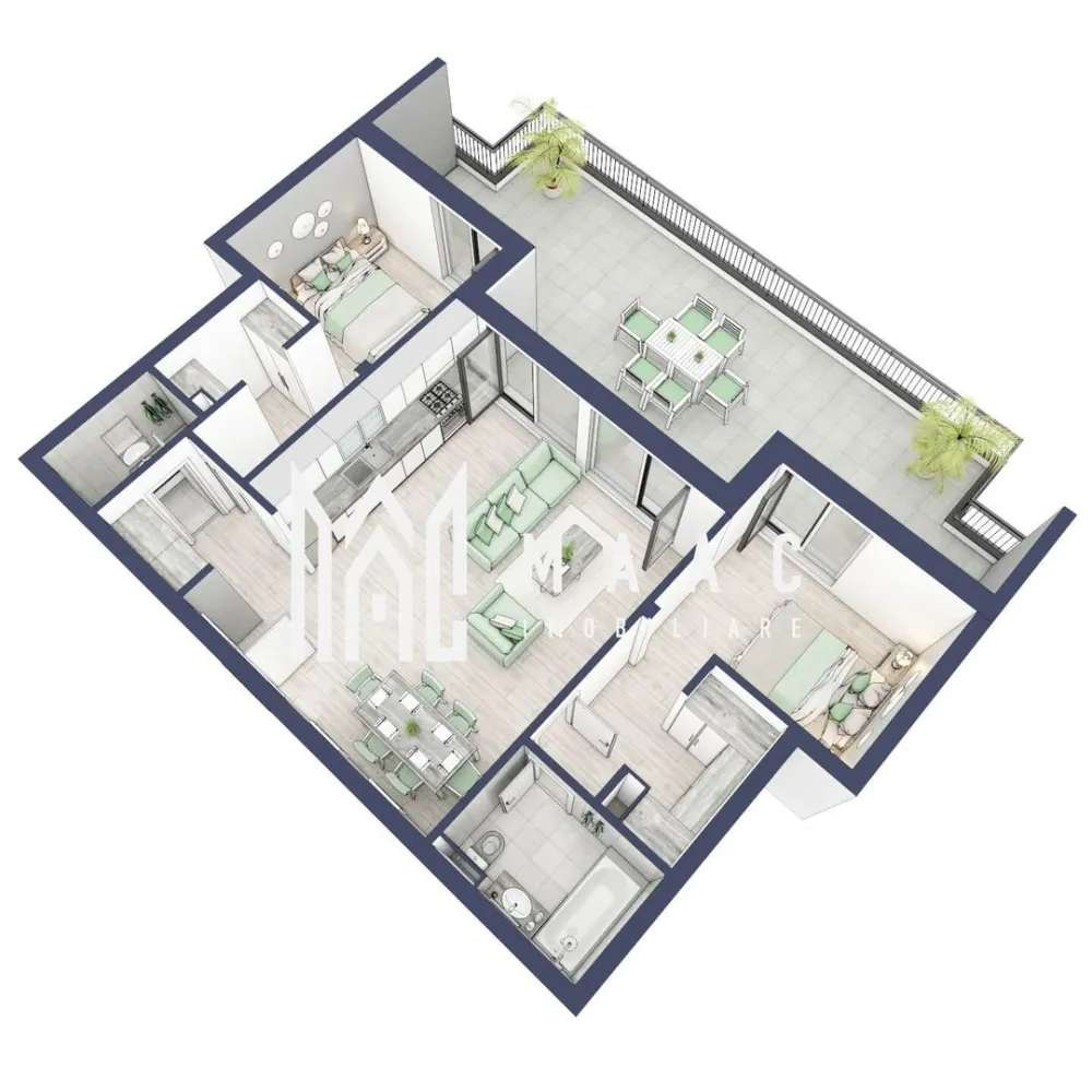 Penthouse 3 camere | Etaj 4 | Balcon 45.6 mp | Turnisor - MAAC Imobiliare are plăcerea de a vă prezenta o oportunitate excepțională de a achiziționa un apartament modern, situat la etajul 4, cu o suprafață totală de 120.5 m², amplasat în noul ansamblu rezidențial GreenHill, zona Turnișor. Acest ansamblu rezidențial, cu intabularea în vara 2026, oferă locuințe de înaltă calitate și facilități premium, proiectate pentru a satisface cele mai exigente cerințe.

Detalii Apartament:
Suprafața Totală: 120.5 m²

Compartimentare:
Bucatarie + Living - 33,1 m²
Dormitor - 13,1 m²
Dormitor 2 - 13,0 m²
Baie - 4,3 m²
Baie 2 (WC) - 2,7 m²
Hol - 4,1 m²
Suprafata balcon - 45,6 m²

Caracteristici și Dotări:

Preț cu TVA 19% inclus: € 232.050 
Apartamentul se vinde în stadiul de "la alb".

Facilități Premium:
Boxă la subsol: Spațiu suplimentar de depozitare pentru confortul dvs.
Rulouri electrice la dormitoare: Confort sporit și intimitate.
Încălzire în pardoseală: Eficiență termică și confort maxim.
Lift: Acces facil și rapid la etaje.
Terasa: Spațiu exterior generos pentru relaxare.
Baie cu cadă: Design modern și funcționalitate.

Descriere Ansamblu Rezidențial:
GreenHill este un ansamblu rezidențial de lux, situat într-o zonă liniștită și accesibilă din Turnișor. Proiectul a fost conceput pentru a oferi locatarilor un stil de viață modern și confortabil, punând accent pe calitate, design și funcționalitate. Cu o gamă variată de facilități și dotări premium, GreenHill reprezintă alegerea ideală pentru cei care doresc să se bucure de un cămin primitor și elegant.

Apartamentele vor fi intabulate in vara 2026 si se vor preda in toamna anului 2026.

Pentru Mai Multe Informații și Vizionări
Nu ratați ocazia de a deveni proprietarul acestui apartament deosebit! Pentru mai multe detalii și programări pentru vizionări, vă rugăm să contactați agenții noștri de la MAAC Imobiliare. Suntem aici pentru a vă oferi toate informațiile de care aveți nevoie și pentru a vă ghida în procesul de achiziție.

Pentru mai multe detalii, precizati telefonic ca ati vizionat anuntul cu ID: CP2287180.

MAAC Imobiliare - Partenerul Dumneavoastră de Încredere în Imobiliare.