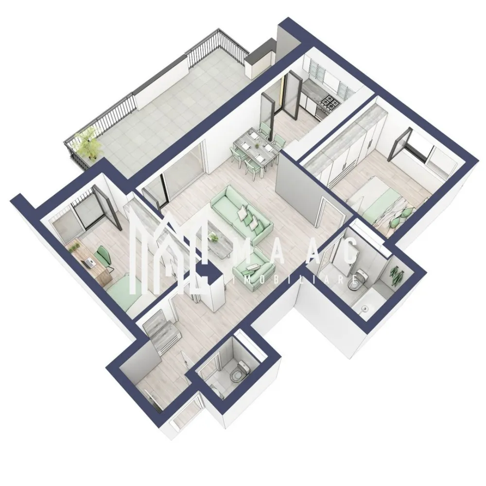 Apartament 3 camere | Balcoane 27.4 mp | Etaj 3 | Turnisor - MAAC Imobiliare are plăcerea de a vă prezenta o oportunitate excepțională de a achiziționa un apartament modern, situat la etajul 3, cu o suprafață totală de 83.9 m², amplasat în noul ansamblu rezidențial GreenHill, zona Turnișor. Acest ansamblu rezidențial, cu intabularea în toamna 2026, oferă locuințe de înaltă calitate și facilități premium, proiectate pentru a satisface cele mai exigente cerințe.

Detalii Apartament:
Suprafața Totală: 83.9 m²

Compartimentare:
Bucatarie + Living - 29,8 m²
Dormitor - 13,1 m²
Dormitor 2 - 10,8 m²
Baie - 4,9 m²
Baie 2 (WC) - 1,6 m²
Hol - 6,2 m²
Suprafata balcon - 27,4 m²

Caracteristici și Dotări:

Preț: € 168.190 cu 21% TVA inclus.
Apartamentul se vinde în stadiul de "la alb".

Facilități Premium:
Boxă la subsol: Spațiu suplimentar de depozitare pentru confortul dvs.
Rulouri electrice la dormitoare: Confort sporit și intimitate.
Încălzire în pardoseală: Eficiență termică și confort maxim.
Lift: Acces facil și rapid la etaje.
Terasa: Spațiu exterior generos pentru relaxare.
Baie cu cadă: Design modern și funcționalitate.

Descriere Ansamblu Rezidențial
GreenHill este un ansamblu rezidențial de lux, situat într-o zonă liniștită și accesibilă din Turnișor. Proiectul a fost conceput pentru a oferi locatarilor un stil de viață modern și confortabil, punând accent pe calitate, design și funcționalitate. Cu o gamă variată de facilități și dotări premium, GreenHill reprezintă alegerea ideală pentru cei care doresc să se bucure de un cămin primitor și elegant.

Apartamentele vor fi intabulate in toamna anului 2026.

Pentru Mai Multe Informații și Vizionări
Nu ratați ocazia de a deveni proprietarul acestui apartament deosebit! Pentru mai multe detalii și programări pentru vizionări, vă rugăm să contactați agenții noștri de la MAAC Imobiliare. Suntem aici pentru a vă oferi toate informațiile de care aveți nevoie și pentru a vă ghida în procesul de achiziție.

Apartamentul A30 Blocul A.

Pentru mai multe detalii, precizati telefonic ca ati vizionat anuntul cu ID: CP2287158.

MAAC Imobiliare - Partenerul Dumneavoastră de Încredere în Imobiliare.