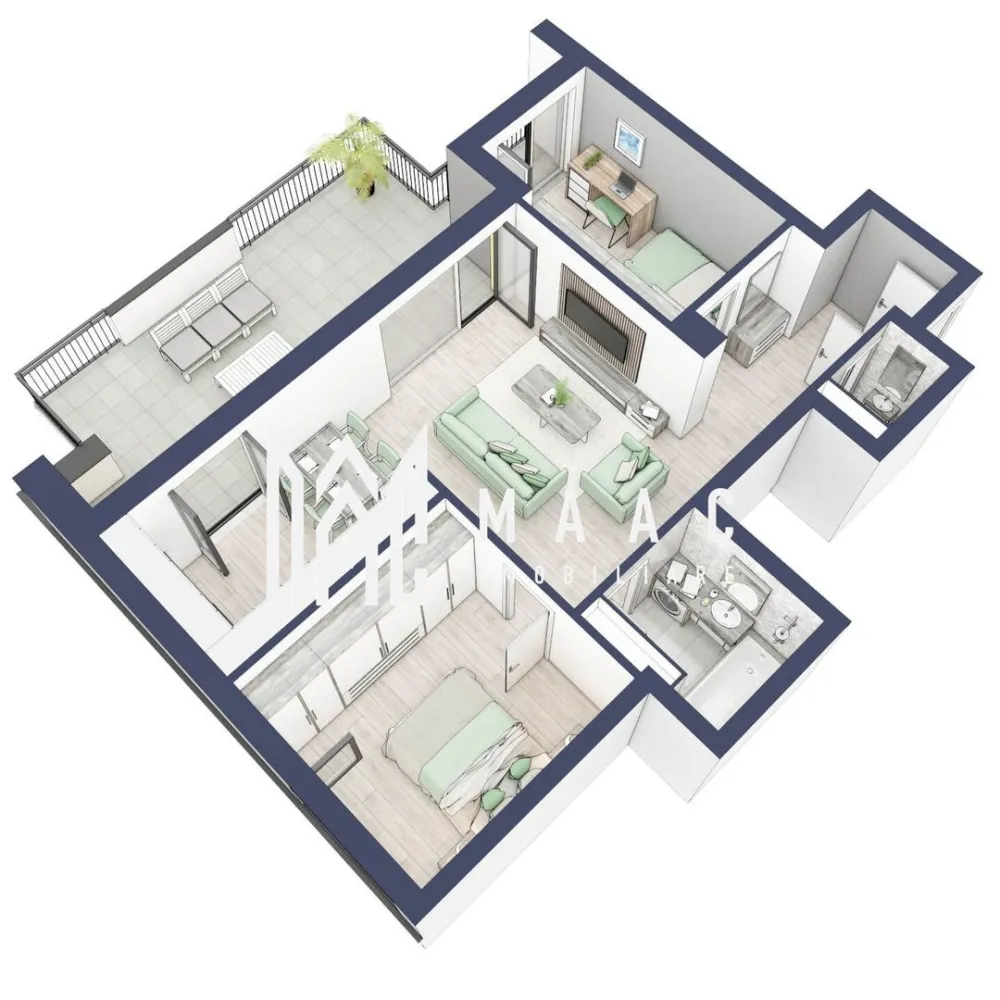 Apartament 3 camere | Balcon 27.3 mp | Etaj 3 | Turnisor - MAAC Imobiliare are plăcerea de a vă prezenta o oportunitate excepțională de a achiziționa un apartament modern, situat la etajul 3, cu o suprafață totală de 93.8 m², amplasat în noul ansamblu rezidențial GreenHill, zona Turnișor. Acest ansamblu rezidențial, cu intabularea în vara 2026, oferă locuințe de înaltă calitate și facilități premium, proiectate pentru a satisface cele mai exigente cerințe.

Detalii Apartament:
Suprafața Totală: 93.8 m²

Compartimentare:
Bucatarie + Living - 29,9 m²
Dormitor - 13,1 m²
Dormitor 2 - 10,7 m²
Baie - 4,9 m²
Baie 2 (WC) - 1,6 m²
Hol - 6,3 m²
Suprafata balcon - 27,3 m²

Caracteristici și Dotări:

Cu 19% TVA: € 165.410
Apartamentul se vinde în stadiul de "la alb".

Facilități Premium:
Boxă la subsol: Spațiu suplimentar de depozitare pentru confortul dvs.
Rulouri electrice la dormitoare: Confort sporit și intimitate.
Încălzire în pardoseală: Eficiență termică și confort maxim.
Lift: Acces facil și rapid la etaje.
Terasa: Spațiu exterior generos pentru relaxare.
Baie cu cadă: Design modern și funcționalitate.

Descriere Ansamblu Rezidențial
GreenHill este un ansamblu rezidențial de lux, situat într-o zonă liniștită și accesibilă din Turnișor. Proiectul a fost conceput pentru a oferi locatarilor un stil de viață modern și confortabil, punând accent pe calitate, design și funcționalitate. Cu o gamă variată de facilități și dotări premium, GreenHill reprezintă alegerea ideală pentru cei care doresc să se bucure de un cămin primitor și elegant.

Apartamentele vor fi intabulate in vara 2026 si se vor preda in toamna anului 2026.

Pentru Mai Multe Informații și Vizionări
Nu ratați ocazia de a deveni proprietarul acestui apartament deosebit! Pentru mai multe detalii și programări pentru vizionări, vă rugăm să contactați agenții noștri de la MAAC Imobiliare. Suntem aici pentru a vă oferi toate informațiile de care aveți nevoie și pentru a vă ghida în procesul de achiziție.

Pentru mai multe detalii, precizati telefonic ca ati vizionat anuntul cu ID: CP2287152.

MAAC Imobiliare - Partenerul Dumneavoastră de Încredere în Imobiliare.