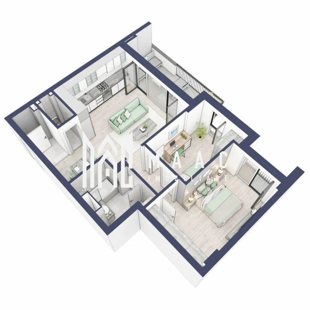 Apartament 3 camere | Balcoane 10.6 mp | Etaj 2 | Turnisor - MAAC Imobiliare are plăcerea de a vă prezenta o oportunitate excepțională de a achiziționa un apartament modern, situat la etajul 2, cu o suprafață totală de 73.3 m², amplasat în noul ansamblu rezidențial GreenHill, zona Turnișor. Acest ansamblu rezidențial, cu intabularea în vara 2026, oferă locuințe de înaltă calitate și facilități premium, proiectate pentru a satisface cele mai exigente cerințe.

Detalii Apartament:
Suprafața Totală: 73.3 m²

Compartimentare:

Bucatarie + Living - 24,1 m²
Dormitor - 14,4 m²
Dormitor 2 - 9,2 m²
Baie - 5,5 m²
Baie 2 (WC) - 1,8 m²
Hol - 5,3 m²
Sas - 2,4 m²
Logie - 1,5 m²
Suprafata balcon - 10,6 m²

Caracteristici și Dotări:

Cu 19% TVA: € 142.205
Apartamentul se vinde în stadiul de "la alb".

Facilități Premium:
Boxă la subsol: Spațiu suplimentar de depozitare pentru confortul dvs.
Rulouri electrice la dormitoare: Confort sporit și intimitate.
Încălzire în pardoseală: Eficiență termică și confort maxim.
Lift: Acces facil și rapid la etaje.
Terasa: Spațiu exterior generos pentru relaxare.
Baie cu cadă: Design modern și funcționalitate.

Descriere Ansamblu Rezidențial
GreenHill este un ansamblu rezidențial de lux, situat într-o zonă liniștită și accesibilă din Turnișor. Proiectul a fost conceput pentru a oferi locatarilor un stil de viață modern și confortabil, punând accent pe calitate, design și funcționalitate. Cu o gamă variată de facilități și dotări premium, GreenHill reprezintă alegerea ideală pentru cei care doresc să se bucure de un cămin primitor și elegant.

Apartamentele vor fi intabulate in vara 2026 si se vor preda in toamna anului 2026.

Pentru Mai Multe Informații și Vizionări
Nu ratați ocazia de a deveni proprietarul acestui apartament deosebit! Pentru mai multe detalii și programări pentru vizionări, vă rugăm să contactați agenții noștri de la MAAC Imobiliare. Suntem aici pentru a vă oferi toate informațiile de care aveți nevoie și pentru a vă ghida în procesul de achiziție.

Pentru mai multe detalii, precizati telefonic ca ati vizionat anuntul cu ID: CP2287133.

MAAC Imobiliare - Partenerul Dumneavoastră de Încredere în Imobiliare.