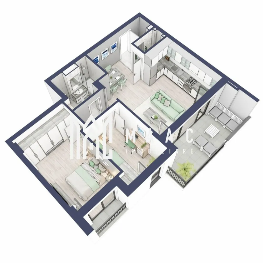 Apartament 3 camere | Balcoane 10.6 mp | Etaj 2 | Turnisor - MAAC Imobiliare are plăcerea de a vă prezenta o oportunitate excepțională de a achiziționa un apartament modern, situat la etajul 2, cu o suprafață totală de 73.3 m², amplasat în noul ansamblu rezidențial GreenHill, zona Turnișor. Acest ansamblu rezidențial, cu intabularea în vara 2026, oferă locuințe de înaltă calitate și facilități premium, proiectate pentru a satisface cele mai exigente cerințe.

Detalii Apartament:
Suprafața Totală: 73.3 m²

Compartimentare:

Bucatarie + Living - 24,1 m²
Dormitor - 14,4 m²
Dormitor 2 - 9,2 m²
Baie - 5,5 m²
Baie 2 (WC) - 1,8 m²
Hol - 5,3 m²
Sas - 2,4 m²
Logie - 1,5 m²
Suprafata balcon - 10,6 m²

Caracteristici și Dotări:

Cu 19% TVA: € 142.205
Apartamentul se vinde în stadiul de "la alb".

Facilități Premium:
Boxă la subsol: Spațiu suplimentar de depozitare pentru confortul dvs.
Rulouri electrice la dormitoare: Confort sporit și intimitate.
Încălzire în pardoseală: Eficiență termică și confort maxim.
Lift: Acces facil și rapid la etaje.
Terasa: Spațiu exterior generos pentru relaxare.
Baie cu cadă: Design modern și funcționalitate.

Descriere Ansamblu Rezidențial
GreenHill este un ansamblu rezidențial de lux, situat într-o zonă liniștită și accesibilă din Turnișor. Proiectul a fost conceput pentru a oferi locatarilor un stil de viață modern și confortabil, punând accent pe calitate, design și funcționalitate. Cu o gamă variată de facilități și dotări premium, GreenHill reprezintă alegerea ideală pentru cei care doresc să se bucure de un cămin primitor și elegant.

Apartamentele vor fi intabulate in vara 2026 si se vor preda in toamna anului 2026.

Pentru Mai Multe Informații și Vizionări
Nu ratați ocazia de a deveni proprietarul acestui apartament deosebit! Pentru mai multe detalii și programări pentru vizionări, vă rugăm să contactați agenții noștri de la MAAC Imobiliare. Suntem aici pentru a vă oferi toate informațiile de care aveți nevoie și pentru a vă ghida în procesul de achiziție.

Pentru mai multe detalii, precizati telefonic ca ati vizionat anuntul cu ID: CP2287133.

MAAC Imobiliare - Partenerul Dumneavoastră de Încredere în Imobiliare.