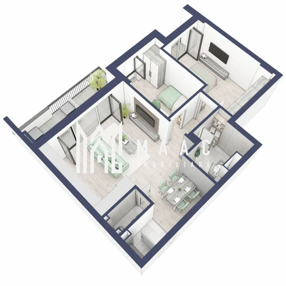Apartament 3 camere | Balcoane 10.6 mp | Etaj 2 | Turnisor - MAAC Imobiliare are plăcerea de a vă prezenta o oportunitate excepțională de a achiziționa un apartament modern, situat la etajul 2, cu o suprafață totală de 73.3 m², amplasat în noul ansamblu rezidențial GreenHill, zona Turnișor. Acest ansamblu rezidențial, cu intabularea în vara 2026, oferă locuințe de înaltă calitate și facilități premium, proiectate pentru a satisface cele mai exigente cerințe.

Detalii Apartament:
Suprafața Totală: 73.3 m²

Compartimentare:

Bucatarie + Living - 24,1 m²
Dormitor - 14,4 m²
Dormitor 2 - 9,2 m²
Baie - 5,5 m²
Baie 2 (WC) - 1,8 m²
Hol - 5,3 m²
Sas - 2,4 m²
Logie - 1,5 m²
Suprafata balcon - 10,6 m²

Caracteristici și Dotări:

Cu 19% TVA: € 142.205
Apartamentul se vinde în stadiul de "la alb".

Facilități Premium:
Boxă la subsol: Spațiu suplimentar de depozitare pentru confortul dvs.
Rulouri electrice la dormitoare: Confort sporit și intimitate.
Încălzire în pardoseală: Eficiență termică și confort maxim.
Lift: Acces facil și rapid la etaje.
Terasa: Spațiu exterior generos pentru relaxare.
Baie cu cadă: Design modern și funcționalitate.

Descriere Ansamblu Rezidențial
GreenHill este un ansamblu rezidențial de lux, situat într-o zonă liniștită și accesibilă din Turnișor. Proiectul a fost conceput pentru a oferi locatarilor un stil de viață modern și confortabil, punând accent pe calitate, design și funcționalitate. Cu o gamă variată de facilități și dotări premium, GreenHill reprezintă alegerea ideală pentru cei care doresc să se bucure de un cămin primitor și elegant.

Apartamentele vor fi intabulate in vara 2026 si se vor preda in toamna anului 2026.

Pentru Mai Multe Informații și Vizionări
Nu ratați ocazia de a deveni proprietarul acestui apartament deosebit! Pentru mai multe detalii și programări pentru vizionări, vă rugăm să contactați agenții noștri de la MAAC Imobiliare. Suntem aici pentru a vă oferi toate informațiile de care aveți nevoie și pentru a vă ghida în procesul de achiziție.

Pentru mai multe detalii, precizati telefonic ca ati vizionat anuntul cu ID: CP2287133.

MAAC Imobiliare - Partenerul Dumneavoastră de Încredere în Imobiliare.