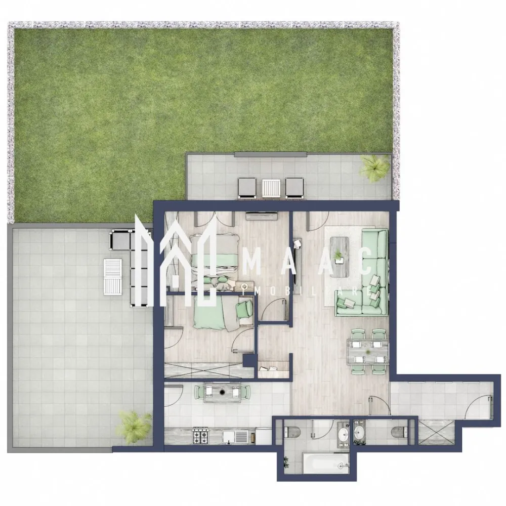 Apartament 3 camere | Balcoane 11.8 mp | Gradica ca. 107mp | Turnisor - MAAC Imobiliare are plăcerea de a vă prezenta o oportunitate excepțională de a achiziționa un apartament modern, situat la parter, cu o suprafață totală de 122 m², amplasat în noul ansamblu rezidențial GreenHill, zona Turnișor. Acest ansamblu rezidențial, cu intabulare în toamna 2026, oferă locuințe de înaltă calitate și facilități premium, proiectate pentru a satisface cele mai exigente cerințe.

Detalii Apartament:
Suprafața Totală: 122 m²

Compartimentare:

Bucatarie - 8,9 m²
Living - 25,7 m²
Dormitor - 12,5 m²
Dormitor 2 - 8,8 m²
Baie - 4,7 m²
Baie 2 (WC) - 2,0 m²
Hol - 5,8 m²
Sas - 1,9 m²
Suprafata balcon - 11,8 m²
Terasa - 40,0 m²
Gradina - 107,0 m²

Caracteristici și Dotări:

Preț: € 186.945 cu 21% TVA inclus.
Apartamentul se vinde în stadiul de "la alb".

Facilități Premium:
Boxă la subsol: Spațiu suplimentar de depozitare pentru confortul dvs.
Rulouri electrice la dormitoare: Confort sporit și intimitate.
Încălzire în pardoseală: Eficiență termică și confort maxim.
Lift: Acces facil și rapid la etaje.
Terasa: Spațiu exterior generos pentru relaxare.
Baie cu cadă: Design modern și funcționalitate.

Descriere Ansamblu Rezidențial
GreenHill este un ansamblu rezidențial de lux, situat într-o zonă liniștită și accesibilă din Turnișor. Proiectul a fost conceput pentru a oferi locatarilor un stil de viață modern și confortabil, punând accent pe calitate, design și funcționalitate. Cu o gamă variată de facilități și dotări premium, GreenHill reprezintă alegerea ideală pentru cei care doresc să se bucure de un cămin primitor și elegant.

Apartamentele vor fi intabulate in toamna anului 2026.

Pentru Mai Multe Informații și Vizionări
Nu ratați ocazia de a deveni proprietarul acestui apartament deosebit! Pentru mai multe detalii și programări pentru vizionări, vă rugăm să contactați agenții noștri de la MAAC Imobiliare. Suntem aici pentru a vă oferi toate informațiile de care aveți nevoie și pentru a vă ghida în procesul de achiziție.

Apartamentul A3 Blocul A.

Pentru mai multe detalii, precizati telefonic ca ati vizionat anuntul cu ID: CP2286998.

MAAC Imobiliare - Partenerul Dumneavoastră de Încredere în Imobiliare.