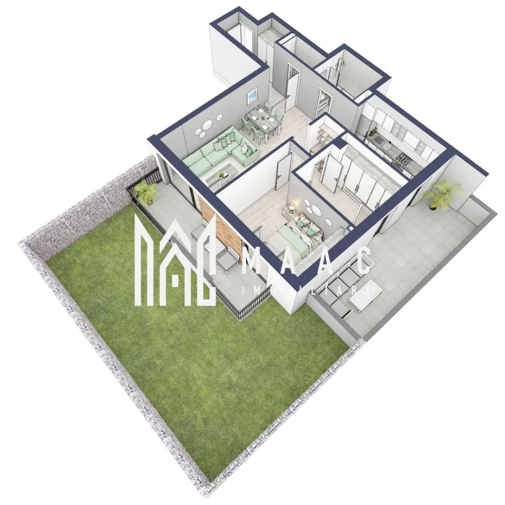 Apartament 3 camere | Balcoane 11.8 mp | Gradica ca. 107mp | Turnisor - MAAC Imobiliare are plăcerea de a vă prezenta o oportunitate excepțională de a achiziționa un apartament modern, situat la parter, cu o suprafață totală de 122 m², amplasat în noul ansamblu rezidențial GreenHill, zona Turnișor. Acest ansamblu rezidențial, cu intabulare în toamna 2026, oferă locuințe de înaltă calitate și facilități premium, proiectate pentru a satisface cele mai exigente cerințe.

Detalii Apartament:
Suprafața Totală: 122 m²

Compartimentare:

Bucatarie - 8,9 m²
Living - 25,7 m²
Dormitor - 12,5 m²
Dormitor 2 - 8,8 m²
Baie - 4,7 m²
Baie 2 (WC) - 2,0 m²
Hol - 5,8 m²
Sas - 1,9 m²
Suprafata balcon - 11,8 m²
Terasa - 40,0 m²
Gradina - 107,0 m²

Caracteristici și Dotări:

Preț: € 186.945 cu 21% TVA inclus.
Apartamentul se vinde în stadiul de "la alb".

Facilități Premium:
Boxă la subsol: Spațiu suplimentar de depozitare pentru confortul dvs.
Rulouri electrice la dormitoare: Confort sporit și intimitate.
Încălzire în pardoseală: Eficiență termică și confort maxim.
Lift: Acces facil și rapid la etaje.
Terasa: Spațiu exterior generos pentru relaxare.
Baie cu cadă: Design modern și funcționalitate.

Descriere Ansamblu Rezidențial
GreenHill este un ansamblu rezidențial de lux, situat într-o zonă liniștită și accesibilă din Turnișor. Proiectul a fost conceput pentru a oferi locatarilor un stil de viață modern și confortabil, punând accent pe calitate, design și funcționalitate. Cu o gamă variată de facilități și dotări premium, GreenHill reprezintă alegerea ideală pentru cei care doresc să se bucure de un cămin primitor și elegant.

Apartamentele vor fi intabulate in toamna anului 2026.

Pentru Mai Multe Informații și Vizionări
Nu ratați ocazia de a deveni proprietarul acestui apartament deosebit! Pentru mai multe detalii și programări pentru vizionări, vă rugăm să contactați agenții noștri de la MAAC Imobiliare. Suntem aici pentru a vă oferi toate informațiile de care aveți nevoie și pentru a vă ghida în procesul de achiziție.

Apartamentul A3 Blocul A.

Pentru mai multe detalii, precizati telefonic ca ati vizionat anuntul cu ID: CP2286998.

MAAC Imobiliare - Partenerul Dumneavoastră de Încredere în Imobiliare.