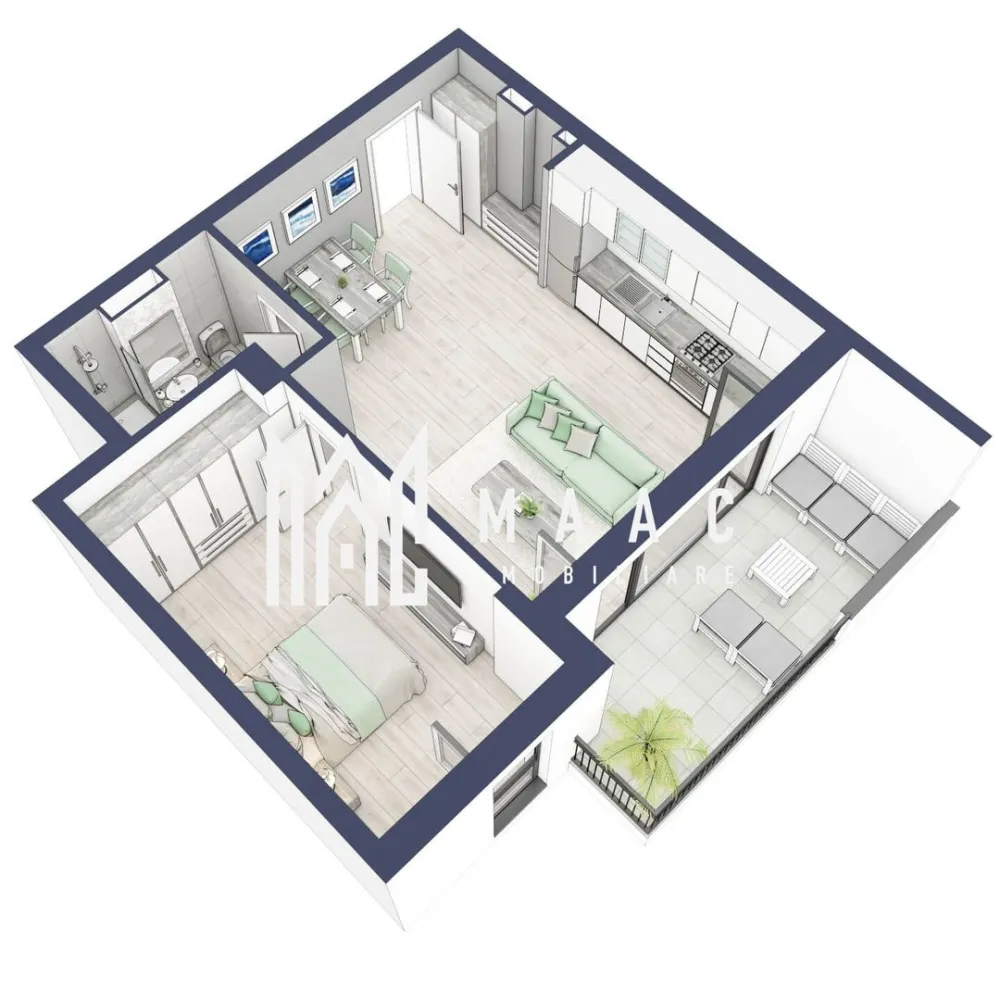 Apartament 2 camere | Etaj 3 | Balcon 10.7 mp | Turnisor - MAAC Imobiliare are plăcerea de a vă prezenta o oportunitate excepțională de a achiziționa un apartament modern, situat la etajul 3, cu o suprafață totală de 61.7 m², amplasat în noul ansamblu rezidențial GreenHill, zona Turnișor. Acest ansamblu rezidențial, cu intabulare in vara 2026, oferă locuințe de înaltă calitate și facilități premium, proiectate pentru a satisface cele mai exigente cerințe.

Detalii Apartament:
Suprafața Totală: 61.7 m²

Compartimentare:
Bucatarie + Living - 20,9 m²
Dormitor - 15,0 m²
Baie - 4,8 m²
Hol - 10,3 m²
Suprafata balcon - 10,7 m²

Caracteristici și Dotări:

cu 9% TVA: € 122.712
Apartamentul se vinde în stadiul de “la cheie”, echipat cu: pereți finisați cu vopsea albă, faianță, gresie, parchet, uși interioare, vas WC, lavoar cu chiuvetă și baterie. Bugetul de finisaje incluse este de € 8.580 + TVA.

Preț cu TVA 19% inclus: € 123.760
Apartamentul se vinde în stadiul de "la alb".

Facilități Premium:
Boxă la subsol: Spațiu suplimentar de depozitare pentru confortul dvs.
Rulouri electrice la dormitoare: Confort sporit și intimitate.
Încălzire în pardoseală: Eficiență termică și confort maxim.
Lift: Acces facil și rapid la etaje.
Terasa: Spațiu exterior generos pentru relaxare.
Baie cu cadă: Design modern și funcționalitate.

Descriere Ansamblu Rezidențial:
GreenHill este un ansamblu rezidențial de lux, situat într-o zonă liniștită și accesibilă din Turnișor. Proiectul a fost conceput pentru a oferi locatarilor un stil de viață modern și confortabil, punând accent pe calitate, design și funcționalitate. Cu o gamă variată de facilități și dotări premium, GreenHill reprezintă alegerea ideală pentru cei care doresc să se bucure de un cămin primitor și elegant.

Apartamentele vor fi intabulate in vara 2026 si se vor preda in toamna anului 2026.

Pentru Mai Multe Informații și Vizionări
Nu ratați ocazia de a deveni proprietarul acestui apartament deosebit! Pentru mai multe detalii și programări pentru vizionări, vă rugăm să contactați agenții noștri de la MAAC Imobiliare. Suntem aici pentru a vă oferi toate informațiile de care aveți nevoie și pentru a vă ghida în procesul de achiziție.

Pentru mai multe detalii, precizati telefonic ca ati vizionat anuntul cu ID: CP2286881.

MAAC Imobiliare - Partenerul Dumneavoastră de Încredere în Imobiliare.