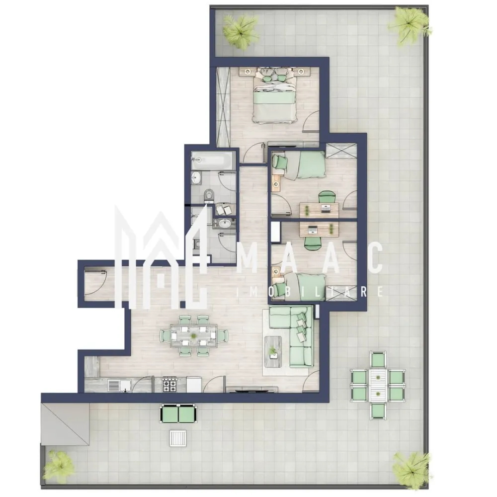 Penthouse 3 camere | Etaj 4 | Balcon 107.2 mp | Turnisor - MAAC Imobiliare are plăcerea de a vă prezenta o oportunitate excepțională de a achiziționa un apartament modern, situat la etajul 4, cu o suprafață totală de 188.3 m², amplasat în noul ansamblu rezidențial GreenHill, zona Turnișor. Acest ansamblu rezidențial, cu finalizare în 2025, oferă locuințe de înaltă calitate și facilități premium, proiectate pentru a satisface cele mai exigente cerințe.

Detalii Apartament:
Suprafața Totală: 188.3 m²

Compartimentare:
Bucatarie + Living - 39,6 m²
Dormitor - 13,4 m²
Dormitor 2 - 13 m²
Baie - 3,9 m²
Baie 2 (WC) - 3,5 m²
Hol - 7,7 m²
Suprafata balcon - 107,2 m²

Caracteristici și Dotări:

Preț cu TVA 21% inclus: € 238.975
Apartamentul se vinde în stadiul de "la alb avansat".

Facilități Premium:
Boxă la subsol: Spațiu suplimentar de depozitare pentru confortul dvs.
Rulouri electrice la dormitoare: Confort sporit și intimitate.
Încălzire în pardoseală: Eficiență termică și confort maxim.
Lift: Acces facil și rapid la etaje.
Terasa: Spațiu exterior generos pentru relaxare.
Baie cu cadă: Design modern și funcționalitate.

Descriere Ansamblu Rezidențial:
GreenHill este un ansamblu rezidențial de lux, situat într-o zonă liniștită și accesibilă din Turnișor. Proiectul a fost conceput pentru a oferi locatarilor un stil de viață modern și confortabil, punând accent pe calitate, design și funcționalitate. Cu o gamă variată de facilități și dotări premium, GreenHill reprezintă alegerea ideală pentru cei care doresc să se bucure de un cămin primitor și elegant.

Apartamentele vor fi intabulate in toamna 2025 si se vor preda in toamna anului 2025.

Pentru Mai Multe Informații și Vizionări
Nu ratați ocazia de a deveni proprietarul acestui apartament deosebit! Pentru mai multe detalii și programări pentru vizionări, vă rugăm să contactați agenții noștri de la MAAC Imobiliare. Suntem aici pentru a vă oferi toate informațiile de care aveți nevoie și pentru a vă ghida în procesul de achiziție.

Apartamentul F35 din Blocul F.

Pentru mai multe detalii, precizati telefonic ca ati vizionat anuntul cu ID: CP2199225.

MAAC Imobiliare - Partenerul Dumneavoastră de Încredere în Imobiliare.