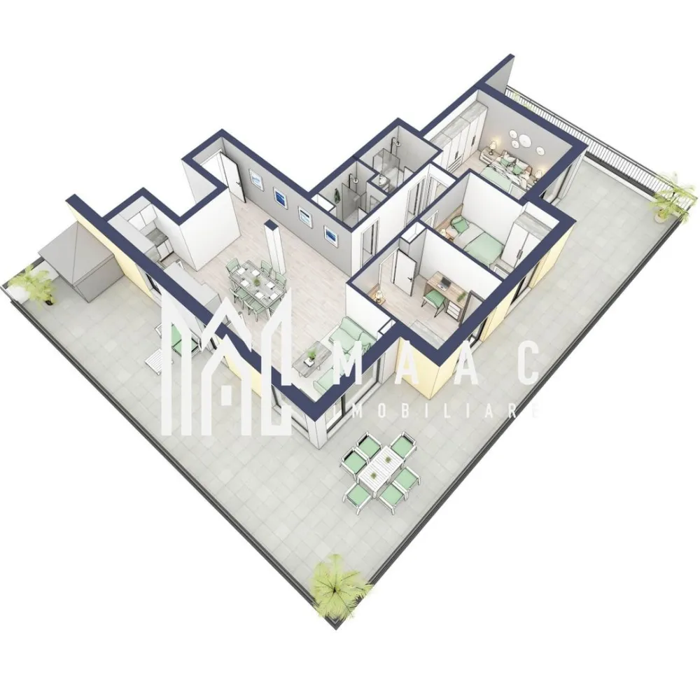 Penthouse 3 camere | Etaj 4 | Balcon 107.2 mp | Turnisor - MAAC Imobiliare are plăcerea de a vă prezenta o oportunitate excepțională de a achiziționa un apartament modern, situat la etajul 4, cu o suprafață totală de 188.3 m², amplasat în noul ansamblu rezidențial GreenHill, zona Turnișor. Acest ansamblu rezidențial, cu finalizare în 2025, oferă locuințe de înaltă calitate și facilități premium, proiectate pentru a satisface cele mai exigente cerințe.

Detalii Apartament:
Suprafața Totală: 188.3 m²

Compartimentare:
Bucatarie + Living - 39,6 m²
Dormitor - 13,4 m²
Dormitor 2 - 13 m²
Baie - 3,9 m²
Baie 2 (WC) - 3,5 m²
Hol - 7,7 m²
Suprafata balcon - 107,2 m²

Caracteristici și Dotări:

Preț cu TVA 21% inclus: € 238.975
Apartamentul se vinde în stadiul de "la alb avansat".

Facilități Premium:
Boxă la subsol: Spațiu suplimentar de depozitare pentru confortul dvs.
Rulouri electrice la dormitoare: Confort sporit și intimitate.
Încălzire în pardoseală: Eficiență termică și confort maxim.
Lift: Acces facil și rapid la etaje.
Terasa: Spațiu exterior generos pentru relaxare.
Baie cu cadă: Design modern și funcționalitate.

Descriere Ansamblu Rezidențial:
GreenHill este un ansamblu rezidențial de lux, situat într-o zonă liniștită și accesibilă din Turnișor. Proiectul a fost conceput pentru a oferi locatarilor un stil de viață modern și confortabil, punând accent pe calitate, design și funcționalitate. Cu o gamă variată de facilități și dotări premium, GreenHill reprezintă alegerea ideală pentru cei care doresc să se bucure de un cămin primitor și elegant.

Apartamentele vor fi intabulate in toamna 2025 si se vor preda in toamna anului 2025.

Pentru Mai Multe Informații și Vizionări
Nu ratați ocazia de a deveni proprietarul acestui apartament deosebit! Pentru mai multe detalii și programări pentru vizionări, vă rugăm să contactați agenții noștri de la MAAC Imobiliare. Suntem aici pentru a vă oferi toate informațiile de care aveți nevoie și pentru a vă ghida în procesul de achiziție.

Apartamentul F35 din Blocul F.

Pentru mai multe detalii, precizati telefonic ca ati vizionat anuntul cu ID: CP2199225.

MAAC Imobiliare - Partenerul Dumneavoastră de Încredere în Imobiliare.