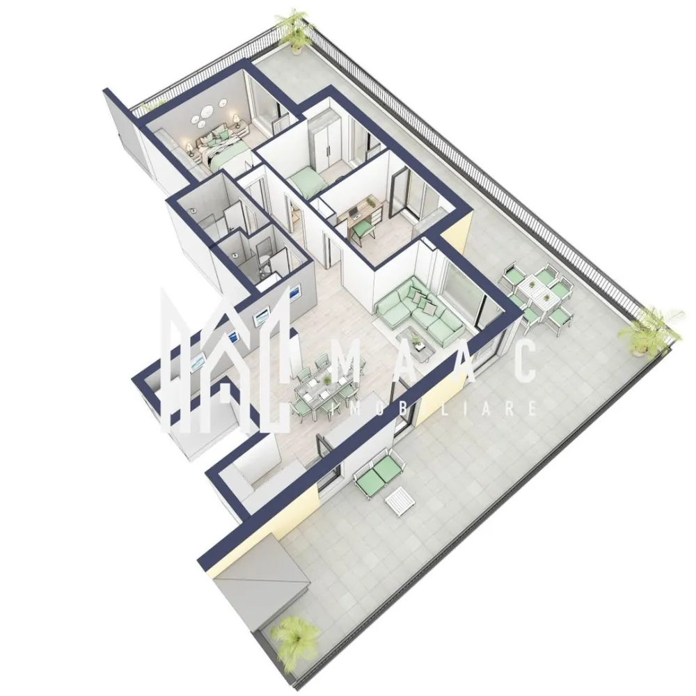 Penthouse 3 camere | Etaj 4 | Balcon 107.2 mp | Turnisor - MAAC Imobiliare are plăcerea de a vă prezenta o oportunitate excepțională de a achiziționa un apartament modern, situat la etajul 4, cu o suprafață totală de 188.3 m², amplasat în noul ansamblu rezidențial GreenHill, zona Turnișor. Acest ansamblu rezidențial, cu finalizare în 2025, oferă locuințe de înaltă calitate și facilități premium, proiectate pentru a satisface cele mai exigente cerințe.

Detalii Apartament:
Suprafața Totală: 188.3 m²

Compartimentare:
Bucatarie + Living - 39,6 m²
Dormitor - 13,4 m²
Dormitor 2 - 13 m²
Baie - 3,9 m²
Baie 2 (WC) - 3,5 m²
Hol - 7,7 m²
Suprafata balcon - 107,2 m²

Caracteristici și Dotări:

Preț cu TVA 21% inclus: € 238.975
Apartamentul se vinde în stadiul de "la alb avansat".

Facilități Premium:
Boxă la subsol: Spațiu suplimentar de depozitare pentru confortul dvs.
Rulouri electrice la dormitoare: Confort sporit și intimitate.
Încălzire în pardoseală: Eficiență termică și confort maxim.
Lift: Acces facil și rapid la etaje.
Terasa: Spațiu exterior generos pentru relaxare.
Baie cu cadă: Design modern și funcționalitate.

Descriere Ansamblu Rezidențial:
GreenHill este un ansamblu rezidențial de lux, situat într-o zonă liniștită și accesibilă din Turnișor. Proiectul a fost conceput pentru a oferi locatarilor un stil de viață modern și confortabil, punând accent pe calitate, design și funcționalitate. Cu o gamă variată de facilități și dotări premium, GreenHill reprezintă alegerea ideală pentru cei care doresc să se bucure de un cămin primitor și elegant.

Apartamentele vor fi intabulate in toamna 2025 si se vor preda in toamna anului 2025.

Pentru Mai Multe Informații și Vizionări
Nu ratați ocazia de a deveni proprietarul acestui apartament deosebit! Pentru mai multe detalii și programări pentru vizionări, vă rugăm să contactați agenții noștri de la MAAC Imobiliare. Suntem aici pentru a vă oferi toate informațiile de care aveți nevoie și pentru a vă ghida în procesul de achiziție.

Apartamentul F35 din Blocul F.

Pentru mai multe detalii, precizati telefonic ca ati vizionat anuntul cu ID: CP2199225.

MAAC Imobiliare - Partenerul Dumneavoastră de Încredere în Imobiliare.