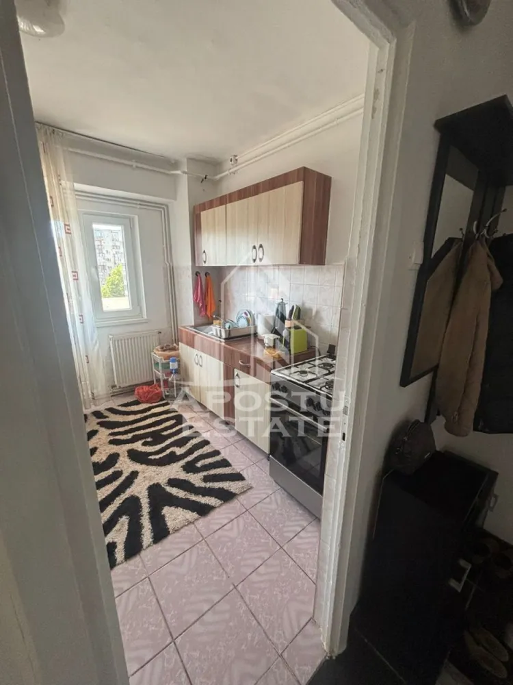 Apartament cu 2 camere ,de inchiriat ,Zona Simion Barnutiu - Timisoara - Agentia imobiliara APOSTU ESTATE va propune spre inchiriere un apartament cu 2 camere, spatios si luminos, situat in zona Simion Barnutiu , o zona linistita si bine pozitionata din Timisoara, potrivit pentru cupluri,familii, sau studenti care isi doresc o locuinta unde sa se simta confortabil si cu acces facil catre scoli, statii de autobuz, supermarketuri , magazine de zona, parcuri.

Suprafata utila: 55 mp
Compartimentare eficienta:
-Hol de acces generos
-Bucatarie complet mobilata si utilata, cu loc de luat masa
-Living luminos si spatios- canapeauna va fi adusa noua in data de 10 iulie cand se eliberează apartamentul 
-Dormitor mobilat si utilat - se va achiziționa un pat nou 
-Baie prevazuta cu cada

Confort si facilitati:
-Incalzirea apartamentului: centrala proprie 
-Apartamentul este complet mobilat si utilat
-Se accepta animale de companie de catre proprietar

Localizare:
-Timis,Timisoara, zona Simion Barnutiu – acces facil spre magazine, supermarketul Lidl, scoli, parcuri si mijloace de transport in comun.

Ideal pentru:
-Familii
-Cupluri
-Studenti

Pret chirie lunara: 420 e 
Programeaza o vizionare pentru a-ti putea imagina viitorul aici!
Disponibilitate din 10 iulie
Se poate închiria și pe doar 2-3-4 luni la prețul de 500 e / lună 
ID intern: CP3064864
