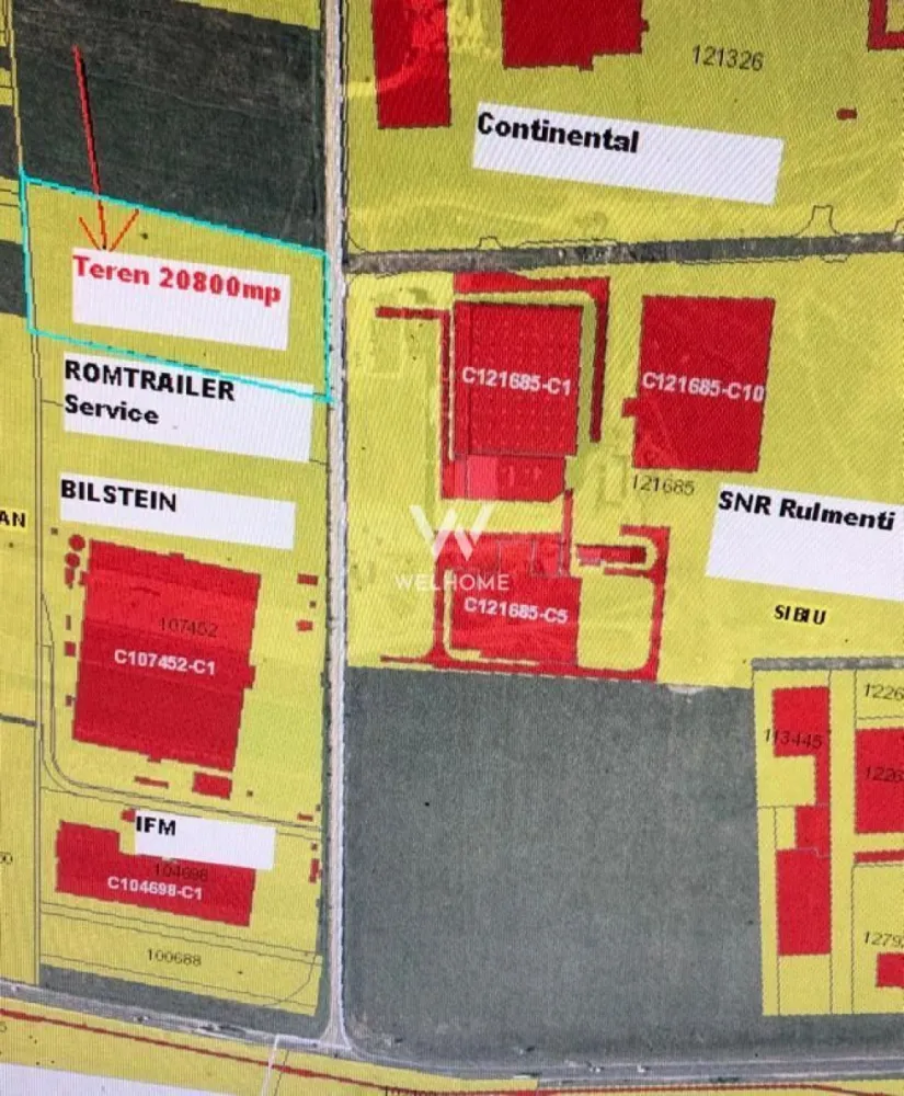 Teren industrial de vânzare , Sibiu– Zona Industrială Vest, 20.800 mp - Oportunitate excelentă pentru investiție sau dezvoltare industrială/logistică!

Se oferă spre vânzare teren situat în Zona Industrială Vest
 -totală de 20.800 mp
- deschidere generoasă de 98 metri liniari
- ideal pentru hale industriale, depozite, producție, logistică sau parc comercial.

Avantaje principale:
Poziționare strategică în una dintre cele mai dezvoltate zone industriale
Acces facil pentru trafic greu și transport logistic
Deschidere mare la drum – 98 ml, ideală pentru multiple căi de acces și compartimentare eficientă
Transformator de curent electric la limita proprietății – avantaj major pentru reducerea costurilor și rapiditatea racordării
Teren potrivit pentru investiții cu randament ridicat
Zonă în continuă dezvoltare, cu infrastructură industrială existentă

Proprietatea oferă multiple posibilități de dezvoltare și reprezintă o alegere excelentă atât pentru utilizare proprie, cât și pentru investiție pe termen lung.

Pret: 80 euro/mp, negociabil