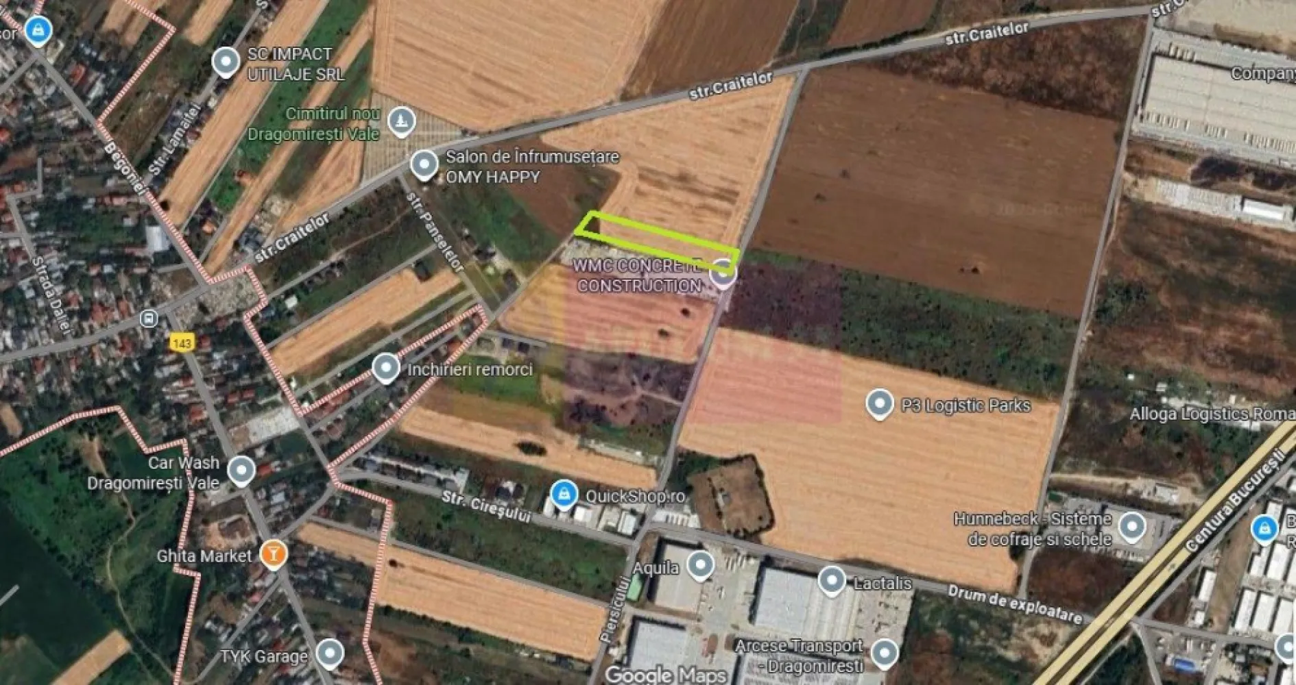 Dragomiresti-Vale, lângă Șoseaua de Centură, pretabil hale, productie - Terenul se află în Dragomirești Vale, lângă Centura de Vest a capitalei DNCB, pe str Piersicului, cu acces direct pe Șoseaua de Centură. Este intravilan si este potrivit pentru hale si constructii cu destinație industrială, comercială. Are rețeaua de curent electric pe loc si cea de gaze în apropiere. Preț 240.000 EUR, negociabil