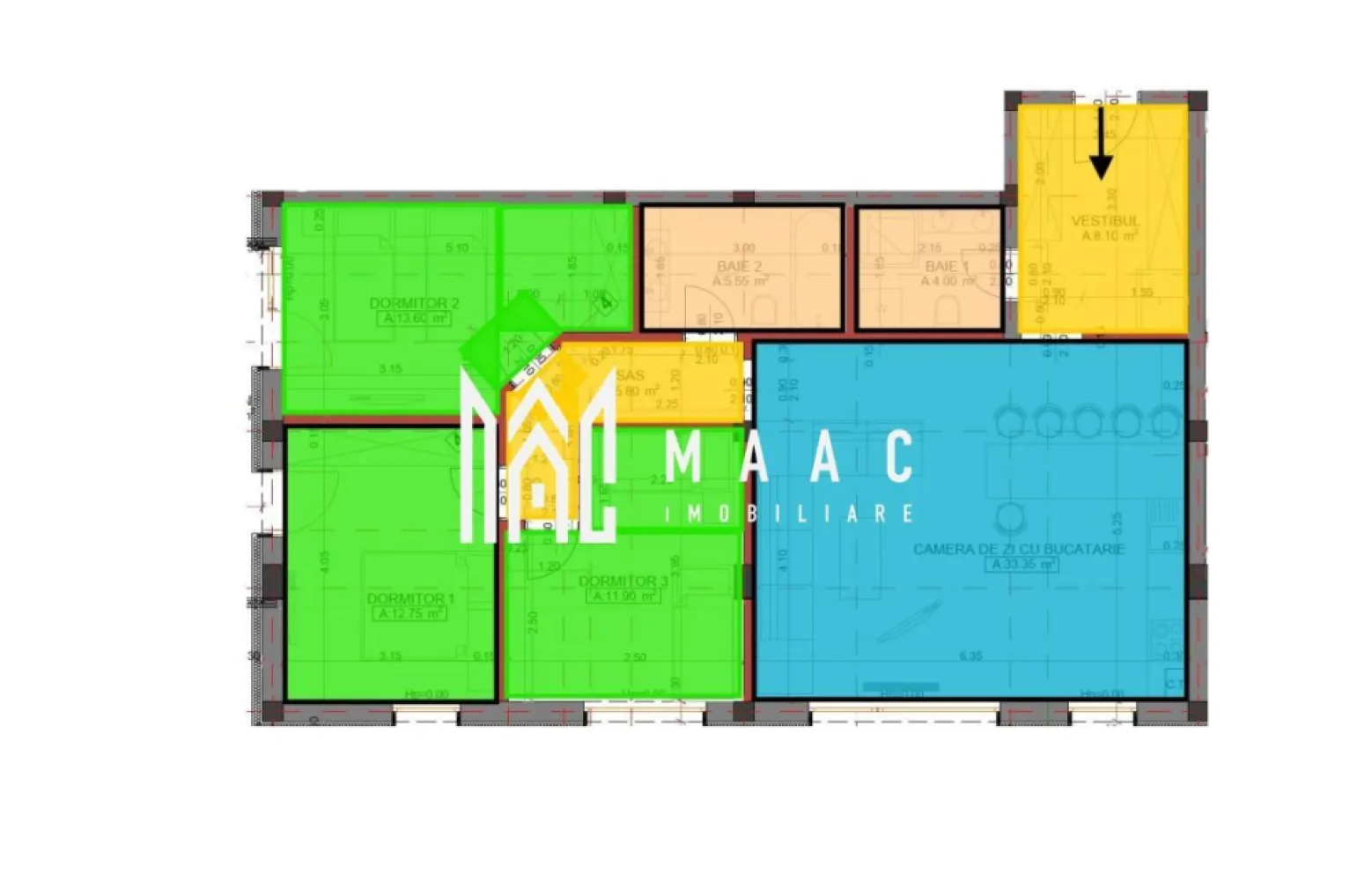 Apartament 4 camere | 95,05 mp utili | Etaj 1 | Arhitecților - Maac Imobiliare prezintă un apartament spațios, ideal pentru o familie numeroasă, situat în Cartierul Arhitecților, la etajul 1 al unui imobil nou, cu finalizare în 2025. Locuința se remarcă prin compartimentarea inteligentă, zona de zi generoasă și finisajele de înaltă calitate, oferind un stil de viață modern și confortabil.

Detalii proprietate:

Suprafață utilă: 95,05 mp

Suprafață construită: 109,20 mp

Cameră de zi + bucătărie: 36,95 mp

3 dormitoare

2 băi

Vestibul și coridor

Loc de parcare inclus în preț

Finisaje și dotări premium:

Zidărie Porotherm

Izolație exterioară Rockwool

Tâmplărie PVC Rehau

Încălzire în pardoseală

Centrală termică proprie

Preinstalare pentru aer condiționat și panouri solare

Casa scării spațioasă și luminoasă

Predare la cheie la finalizarea proiectului

 Contactează-ne pentru planuri, disponibilitate și vizionări specificand ID: CP2857766