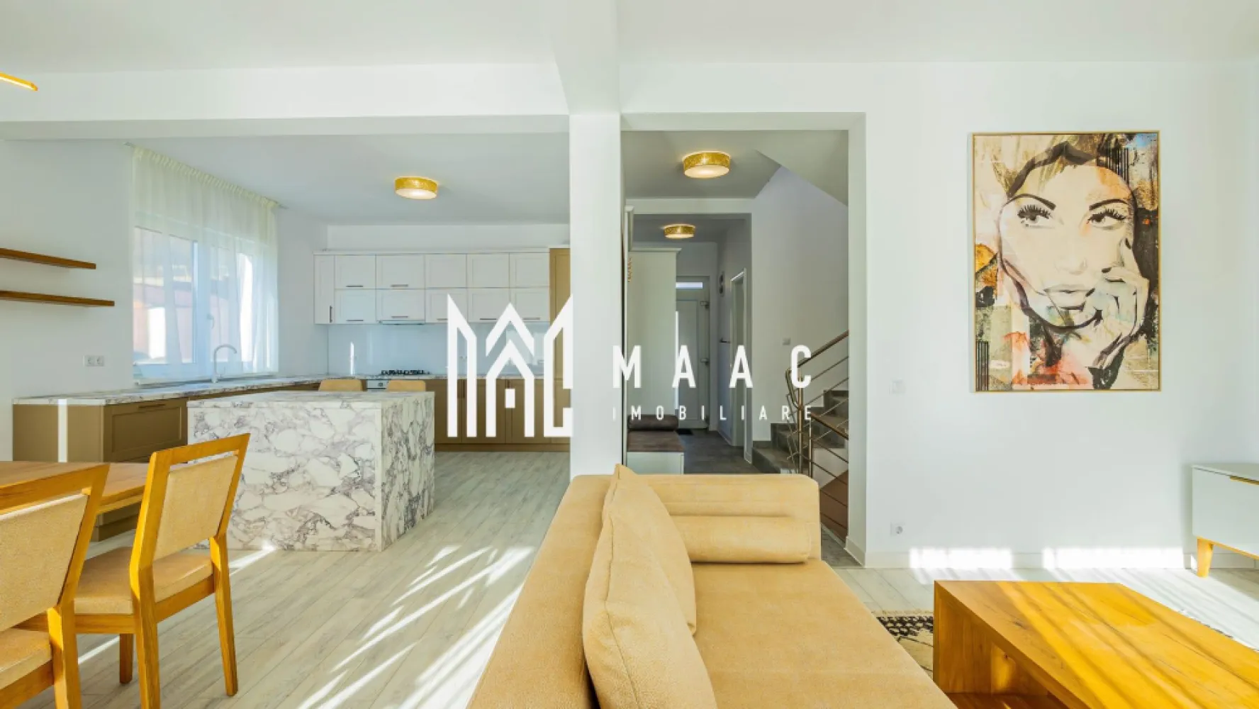 Casă Premium în Cisnădioara I 177 mp I Vedere catre Cetate - MAAC Imobiliare vă propune spre vânzare o proprietate exclusivistă, situată într-un ansamblu rezidențial premium din localitatea Cisnădioara, județul Sibiu, una dintre cele mai apreciate zone rezidențiale din apropierea orașului.

Ansamblul este format din 18 case individuale, concepute pentru a oferi intimitate, confort și un standard ridicat de locuire. Locuința are regim de înălțime D+P+E și se vinde complet mobilată și utilată, fiind pregătită pentru mutare imediată.

Locație:
Zonă naturală deosebită, ideală pentru plimbări și activități în aer liber
Acces rapid către punctele de interes:
aproximativ 20 de minute până în centrul municipiului Sibiu
Aeroportul Internațional Sibiu
Stațiunea montană Păltiniș
Acces pe șosea modernă, cu peisaje spectaculoase
Vedere panoramică către Cetatea Cisnădioara

Caracteristici proprietate
Suprafață teren: 634 mp
Suprafață utilă: 177 mp
Suprafață construită desfășurată: 315 mp
Garaj: 39 mp, cu capacitate pentru 2 autoturisme
Terase și balcoane: 44,28 mp

Compartimentare
3 dormitoare
Dormitor matrimonial cu acces la balcon propriu
Dormitoarele II și III cu acces la balcon comun și vedere către cetate
3 băi
3 terase
Living generos cu zonă de dining
Spații de depozitare eficiente

Preț și modalități de achiziție
Preț: 380.000 euro + TVA

Modalități de plată:
Cash
Credit bancar
Rate direct la dezvoltator:
- Avans minim 50% + TVA
- Diferența achitată în maximum 10 ani

Această proprietate se adresează celor care caută un stil de viață premium, într-o zonă liniștită, cu aer curat, dar cu acces facil către oraș și munte.

Pentru detalii suplimentare, consultanță sau programarea unei vizionări, va rugăm să ne contactati specificand ID: CP2862197.