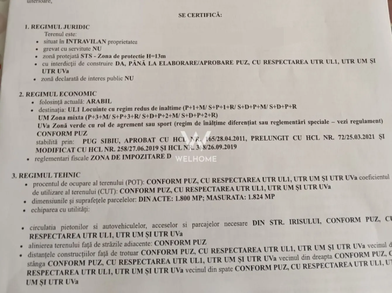 Teren intravilan de vânzare – suprafață totală 3.800 mp GUSTERITA - Se oferă spre vânzare teren intravilan In Gusterita , str. Irisului cu suprafața totală de 3.800 mp, având deschidere totală de 20 m, situat într-o zonă în dezvoltare. PUZ-ul este în lucru, ceea ce oferă perspective foarte bune de valorificare și dezvoltare.
Terenul este format din două parcele:
Parcela 1: 1.800 mp, cu deschidere de 9 m
Parcela 2: 2.000 mp, cu deschidere de 11 m
Proprietatea este pretabilă pentru construcții rezidențiale sau alte investiții, în funcție de reglementările urbanistice finale. Zona este liniștită, cu acces facil și potențial ridicat de dezvoltare.
Ideal pentru investitori sau pentru cei care doresc să construiască,
Terenul se vinde integral sau pe parcele, în funcție de preferințele
Pret 50euro mp, usor negociabil

Info tel: 0743292794