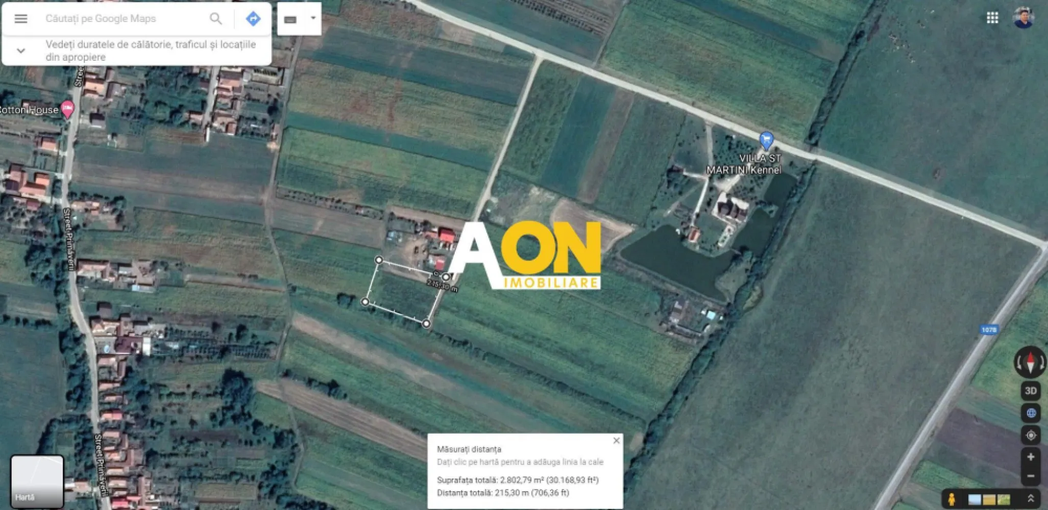 Teren 2800 mp, sat Galtiu, comuna Santimbru - AON Imobiliare va prezinta o parcela de teren cu suprafata de 2800 mp, cu deschidere de 47 metri, situata in sat Galtiu, comuna Santimbru, la iesirea spre sat Coslariu. In vecinatate sunt construite case locuite, iar distanta pana la drum asfaltat este de 220 metri. Terenul poate fi folosit pentru depozitare utilaje, materiale sau masini iar pretul este de 450 euro/luna. ID intern: CP1537365