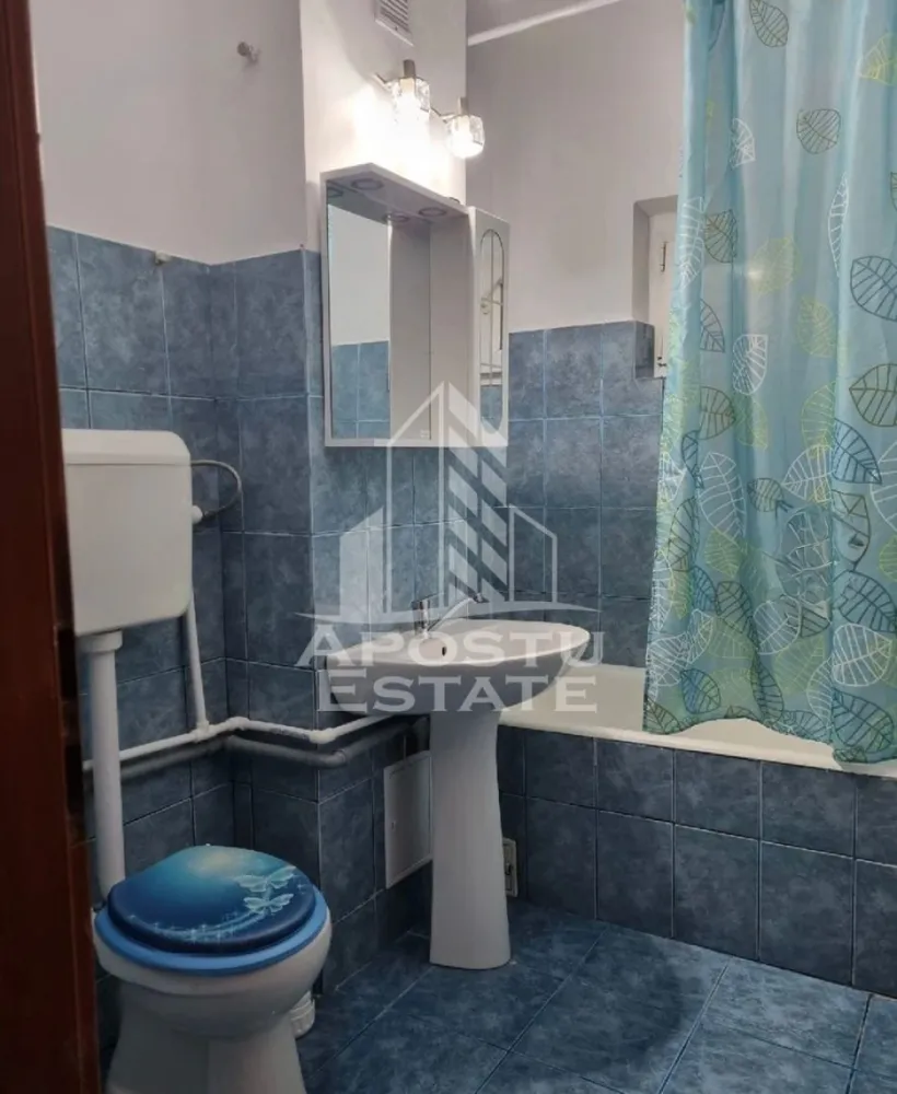Apartament 2 camere ,de închiriat ,Pet Friendly, Girocului ,Timișoara - Agentia imobiliara APOSTU ESTATE va propune spre inchiriere un apartament cu 2 camere, spatios si luminos, situat in zona Girocului, o zona linistita si bine pozitionata din Timisoara, potrivit pentru cupluri,familii, sau studenti care isi doresc o locuinta unde sa se simta confortabil si cu acces facil catre scoli, statii de autobuz, supermarketuri , magazine de zona, parcuri.

Suprafata utila: 55 mp
Compartimentare eficienta:
-Hol de acces generos
-Bucatarie complet mobilata si utilata, cu loc de luat masa
-Living luminos si spatios
-Dormitor mobilat si utilat
-Baie prevazuta cu cada

Confort si facilitati:
-Incalzirea apartamentului: centrala proprie 
-Apartamentul este complet mobilat si utilat
-Se accepta animale de companie de catre proprietar ( pisicuța ) 

Localizare:
-Timis,Timisoara, zona Girocului – acces facil spre magazine, supermarketul Lidl, scoli, parcuri si mijloace de transport in comun.

Ideal pentru:
-Cupluri
-Studenti

Pret chirie lunara: 380 euro 
Programeaza o vizionare pentru a-ti putea imagina viitorul aici!
ID intern: CP3093899