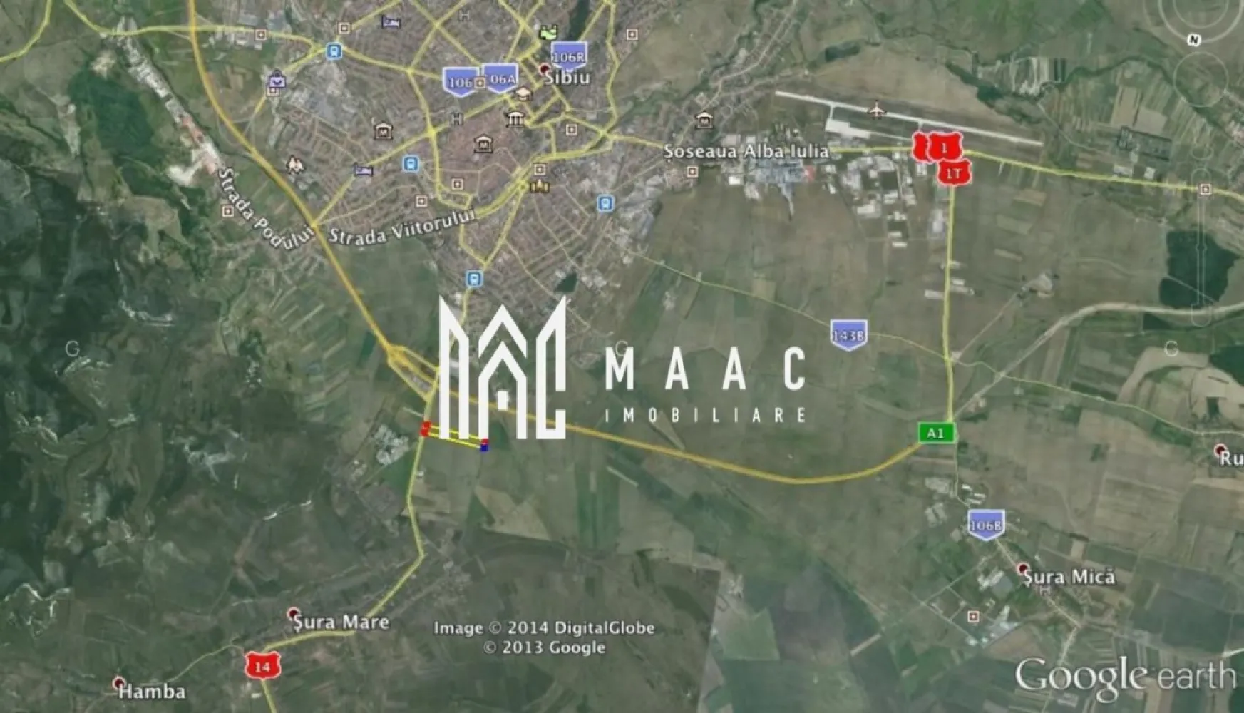 Teren | 19.100MP | Intravilan | Sibiu - MAAC Imobiliare vă propune spre vânzare un teren cu potențial ridicat de dezvoltare, amplasat într-una dintre cele mai dinamice zone industriale și comerciale ale Sibiului, cu vizibilitate excelentă la drumul național și acces rapid către infrastructura majoră de transport. Proprietatea reprezintă o oportunitate ideală pentru investiții de anvergură, datorită poziționării strategice și caracteristicilor tehnice avantajoase.

Localizare și acces:
-Deschidere directă la DN, cu front stradal de 53 ml
-Situat la aproximativ 170 m de nodul rutier al centurii Sibiului, cu acces rapid la autostradă
-Poziționare la intersecția principalelor fluxuri logistice și comerciale

Specificații tehnice și urbanistice:
-Suprafață totală: 19.100 mp
-Teren plat, fără construcții sau vegetație forestieră
-Dimensiuni: front stradal de 53 ml și adâncime de 374 ml
-Cadastru și intabulare efectuate
-Regim urbanistic aprobat: PUG, PUZ și PUD
-Acces la rețeaua de gaze naturale
-Drum de acces asigurat

Potențial de dezvoltare:
-Logistic și industrial: centre de depozitare, parcuri logistice, unități de producție
-Comercial: showroom-uri, hypermarketuri, parcuri de retail

Servicii: sedii administrative, baze de transport, centre de distribuție

Proprietatea oferă versatilitate ridicată și condiții optime pentru dezvoltarea unor proiecte complexe, într-o zonă cu infrastructură în continuă extindere și interes investițional crescut.

Pentru mai multe detalii și programarea unei vizionări, precizați telefonic că ați văzut anunțul cu CP2730558