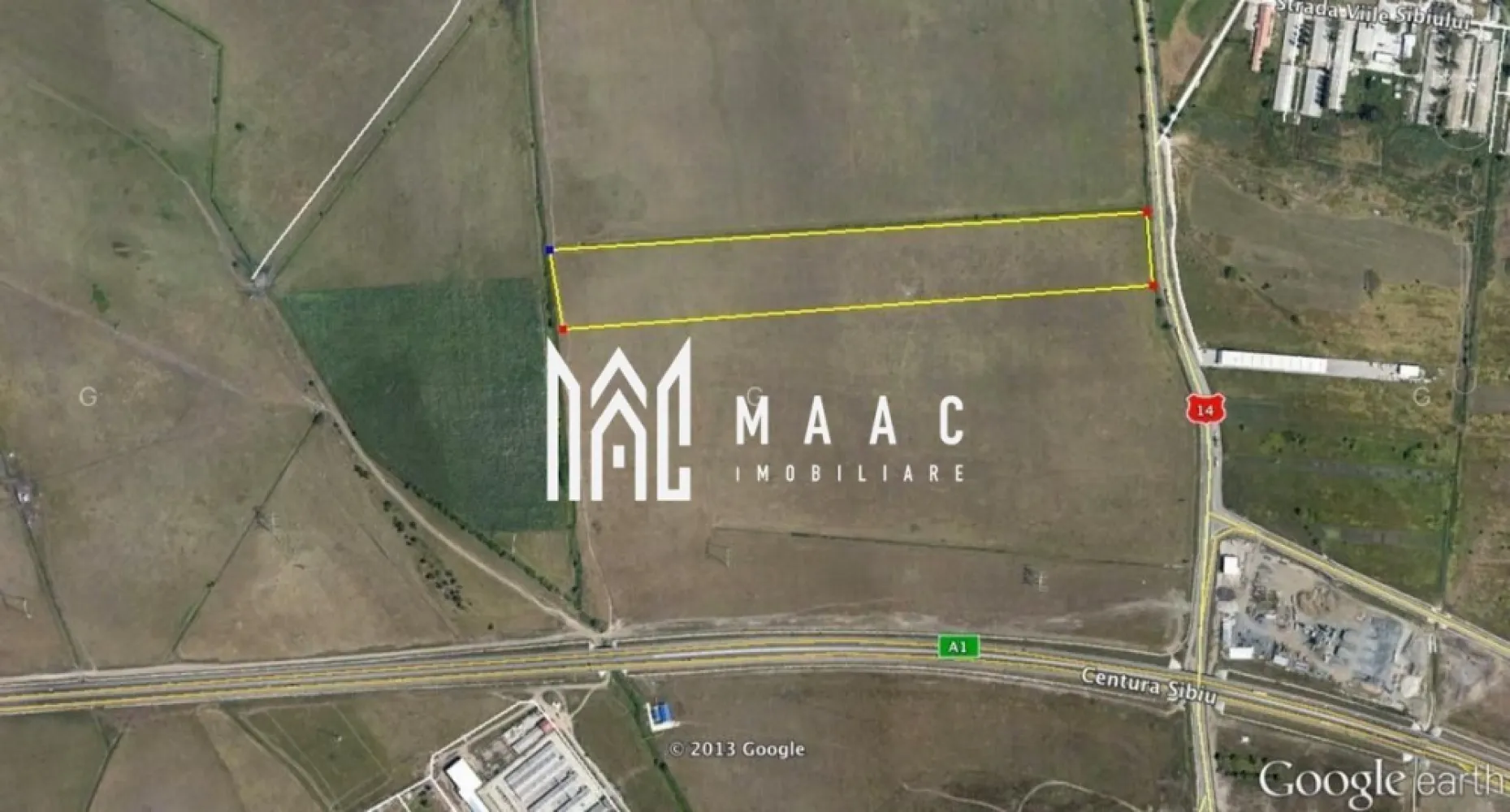 Teren | 19.100MP | Intravilan | Sibiu - MAAC Imobiliare vă propune spre vânzare un teren cu potențial ridicat de dezvoltare, amplasat într-una dintre cele mai dinamice zone industriale și comerciale ale Sibiului, cu vizibilitate excelentă la drumul național și acces rapid către infrastructura majoră de transport. Proprietatea reprezintă o oportunitate ideală pentru investiții de anvergură, datorită poziționării strategice și caracteristicilor tehnice avantajoase.

Localizare și acces:
-Deschidere directă la DN, cu front stradal de 53 ml
-Situat la aproximativ 170 m de nodul rutier al centurii Sibiului, cu acces rapid la autostradă
-Poziționare la intersecția principalelor fluxuri logistice și comerciale

Specificații tehnice și urbanistice:
-Suprafață totală: 19.100 mp
-Teren plat, fără construcții sau vegetație forestieră
-Dimensiuni: front stradal de 53 ml și adâncime de 374 ml
-Cadastru și intabulare efectuate
-Regim urbanistic aprobat: PUG, PUZ și PUD
-Acces la rețeaua de gaze naturale
-Drum de acces asigurat

Potențial de dezvoltare:
-Logistic și industrial: centre de depozitare, parcuri logistice, unități de producție
-Comercial: showroom-uri, hypermarketuri, parcuri de retail

Servicii: sedii administrative, baze de transport, centre de distribuție

Proprietatea oferă versatilitate ridicată și condiții optime pentru dezvoltarea unor proiecte complexe, într-o zonă cu infrastructură în continuă extindere și interes investițional crescut.

Pentru mai multe detalii și programarea unei vizionări, precizați telefonic că ați văzut anunțul cu CP2730558