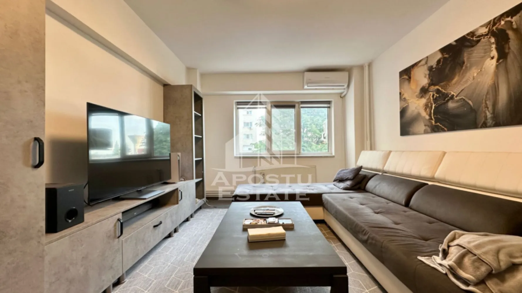Apartament de vanzare cu 3 camere si garaj, etajul 1, Aradului - APOSTU ESTATE va propune spre vanzare un apartament modern cu 3 camere, situat la etajul 1 al unui imobil bine intretinut din zona Aradului, una dintre cele mai cautate zone rezidentiale ale orasului, cu acces facil catre centre comerciale, scoli, mijloace de transport in comun si alte puncte de interes.

Apartamentul dispune de o suprafata utila de 70 mp, la care se adauga un balcon generos, fiind compartimentat eficient pentru a oferi confort si functionalitate.

Compartimentare:

hol de acces;
bucatarie inchisa;
living spatios si luminos;
doua dormitoare;
doua bai;
balcon.

Confortul termic este asigurat prin intermediul centralei termice proprii pe gaz si al aparatului de aer conditionat, oferind un ambient placut pe tot parcursul anului.

Un avantaj important al proprietatii il reprezinta garajul situat sub bloc, cu carte funciara separata, ideal pentru siguranta si confortul viitorilor proprietari.

Apartamentul se vinde complet mobilat si utilat, fiind pregatit pentru mutare imediata, fara investitii suplimentare.

Aceasta proprietate reprezinta o alegere excelenta atat pentru locuit, cat si pentru investitie, datorita pozitionarii avantajoase si compartimentarii practice.

Pentru mai multe informatii sau pentru programarea unei vizionari, va stam cu drag la dispozitie!
CP3125493