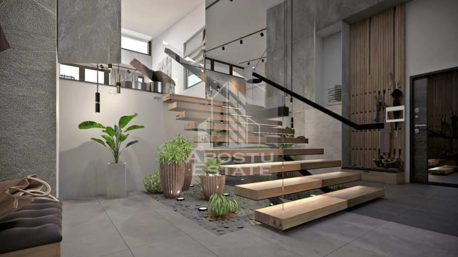 PENTHOUSE superb cu 3 camere si terasa mare in Timisoara | COMISION 0 - Agentia imobiliara Apostu Estate va propune spre vanzare un PENTHOUSE spectaculos, dispus pe 2 nivele, situat in Timișoara, zona Șagului, intr-un imobil exclusivist, cu doar 2 apartamente pe nivel, pozitionat la ultimul etaj.

COMISION 0

Aceasta proprietate impresioneaza prin designul modern, suprafetele vitrate generoase si finisajele premium, fiind ideala pentru cei care isi doresc un stil de viata exclusivist.

Suprafata utila: 127 mp
Terasa: 70 mp

Compartimentare

* Living spectaculos de aproximativ 50 mp, cu suprafete vitrate ample
* Bucatarie inchisa, generoasa, cu design modern si lumina naturala
* 2 dormitoare luminoase, vitrate, unul cu dressing si baie
* 2 bai moderne
* 2 holuri
* Terasa impresionanta, ideala pentru relaxare

Dotari si tehnologii

* Sistem de incalzire si racire prin pompa de caldura Daikin, cu eficienta energetica ridicata si costuri reduse
* Incalzire si racire in pardoseala
* Sistem de ventilatie si control al umiditatii, pentru un climat interior optim pe tot parcursul anului
* Sistem smart home tip KNX, complet controlabil din aplicatie
* Pregatire pentru sistem audio integrat in tavan (cablaj existent in intreaga locuinta si pe terasa)
* Usi interioare tip Filomuro
* Finisaje premium atent alese

Facilitati

* 2 locuri de parcare subteran
* Imobil construit in 2010, finalizat si renovat integral in 2024 (nefiind locuit)
* Intimitate sporita – doar 2 apartamente pe nivel
* Terasa generoasa de 70 mp, ideala pentru amenajare zona lounge sau dining exterior

Pentru o intelegere mai usoara a compartimentarii si a potentialului proprietatii, in prezentare puteti observa randari urmate de fotografii reale ale fiecarei incaperi.

Localizare excelenta:

* Aproximativ 10 minute de mers pe jos pana la Shopping City Timișoara
* La doar 3 minute de supermarketuri, farmacii si alte facilitati (ex: Profi)
* Zona linistita, retrasa de la traficul intens

Acest penthouse de vanzare in Timisoara este alegerea perfecta pentru cei care cauta confort, tehnologie moderna si un design arhitectural deosebit.

Agentia imobiliara Apostu Estate va ofera consultanta bancara gratuita prin intermediul colaboratorilor nostri, pentru alegerea celui mai potrivit tip de credit, astfel incat tu sa devii noul proprietar al acestei proprietati unice.

Va asteptam cu drag la vizionare!