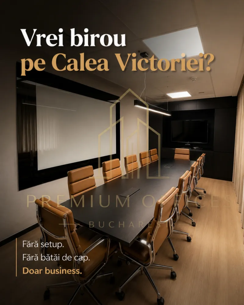 Sector 1, Birouri flexibile Full Serviced – Ready to use - Businessul tau merita mai mult decat un simplu birou.Serviced offices premium, pregatite pentru echipe care vor:✔️ locatie ultracentrala - Calea Victoriei✔️ spatii complet mobilate✔️ acces 24/7✔️ meeting rooms premium✔️ internet de mare viteza✔️ receptie &amp; suport dedicat✔️ lounge &amp; bucatarie complet echipata✔️ parcare subteranaTotul gata de lucru.Fara setup. Fara stres operational.Spatii premium fully serviced, cu configurare personalizata in functie de echipa si tipul de business. Locuri de parcare disponibile separat.✦ Oferta de lansare disponibila pentru o perioada limitata ✦ Zero ComisionVa rugam fara apeluri pentru intermediere sau preluare oferta. Multumim pentru intelegere.📍 Calea VictorieiScrie-ne pe WhatsApp pentru detalii sau o vizionare.#birouVictoriei #birouCaleaVictoriei #officecaleavictoriei #officeBucharest #startup