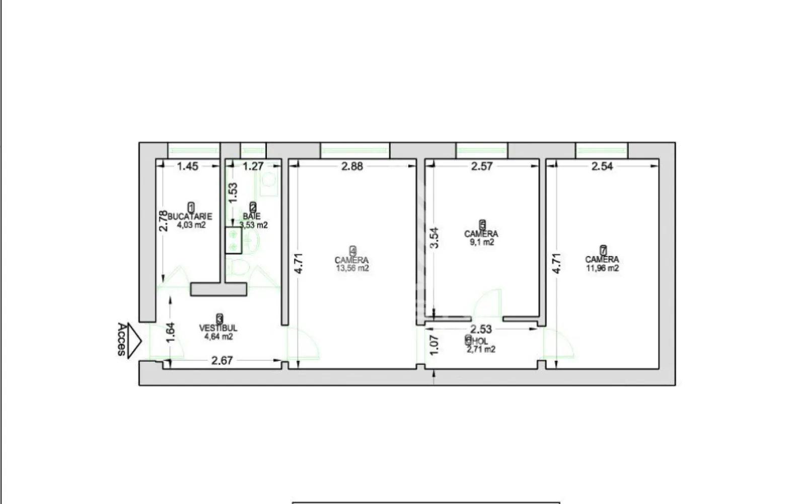 Apartament 3 camere de vanzare, parter, zona Dacia, Timisoara